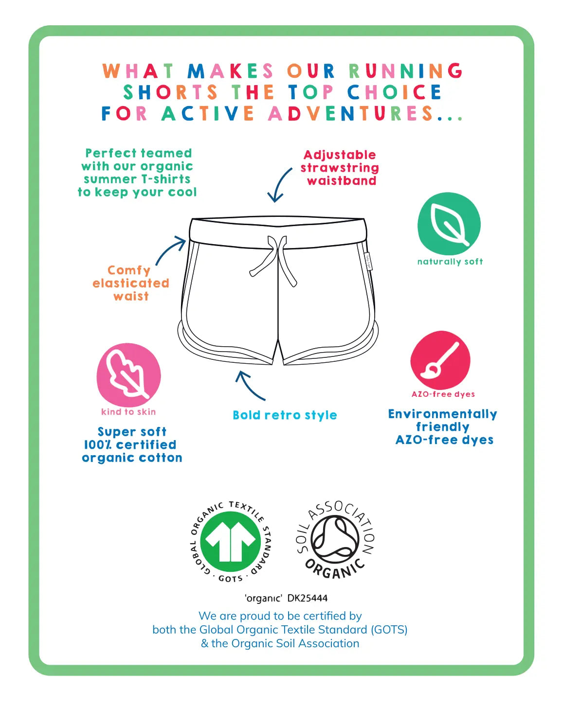 Organic Blue Running Shorts Toby Tiger