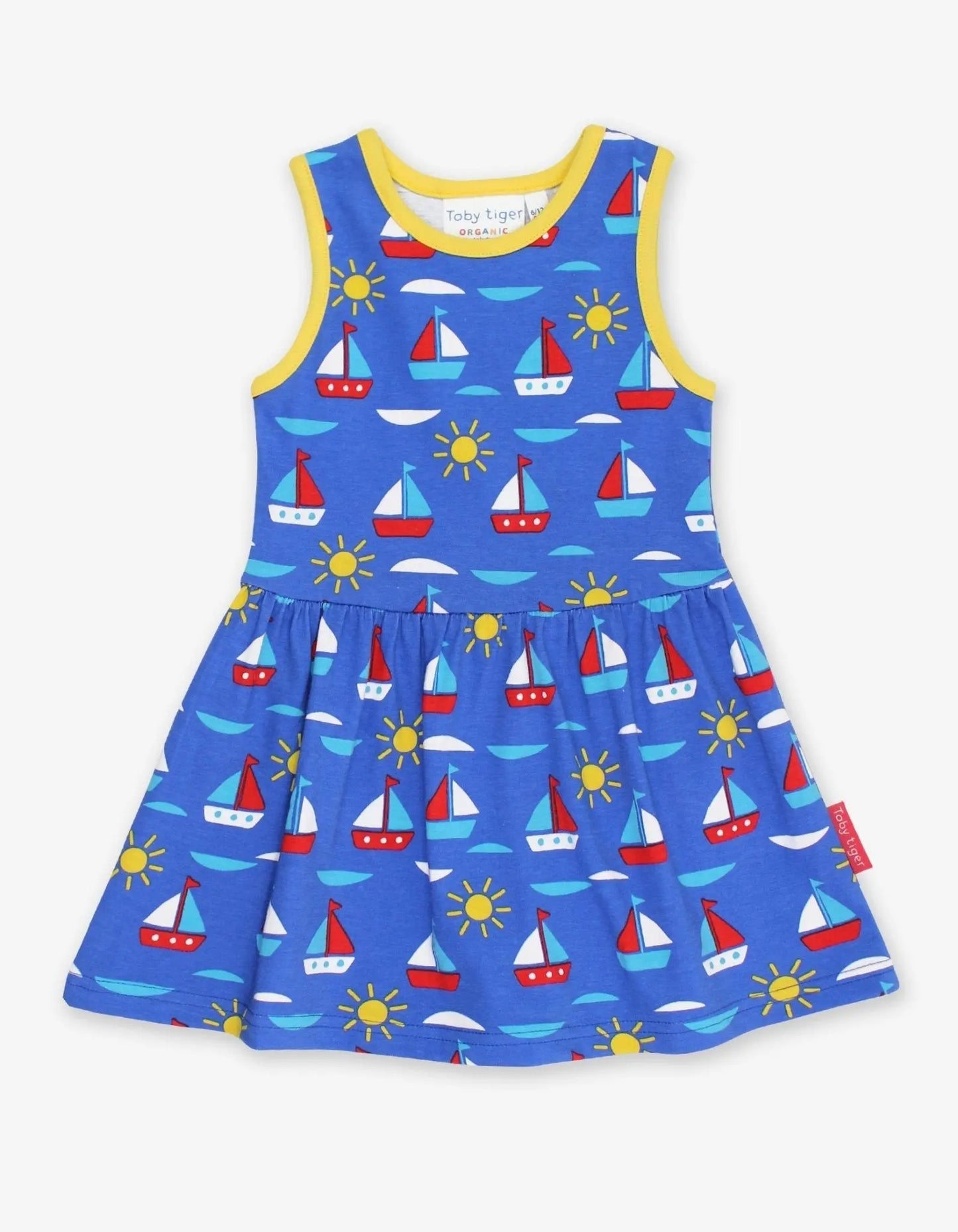 Organic Boat Print Summer Dress Toby Tiger