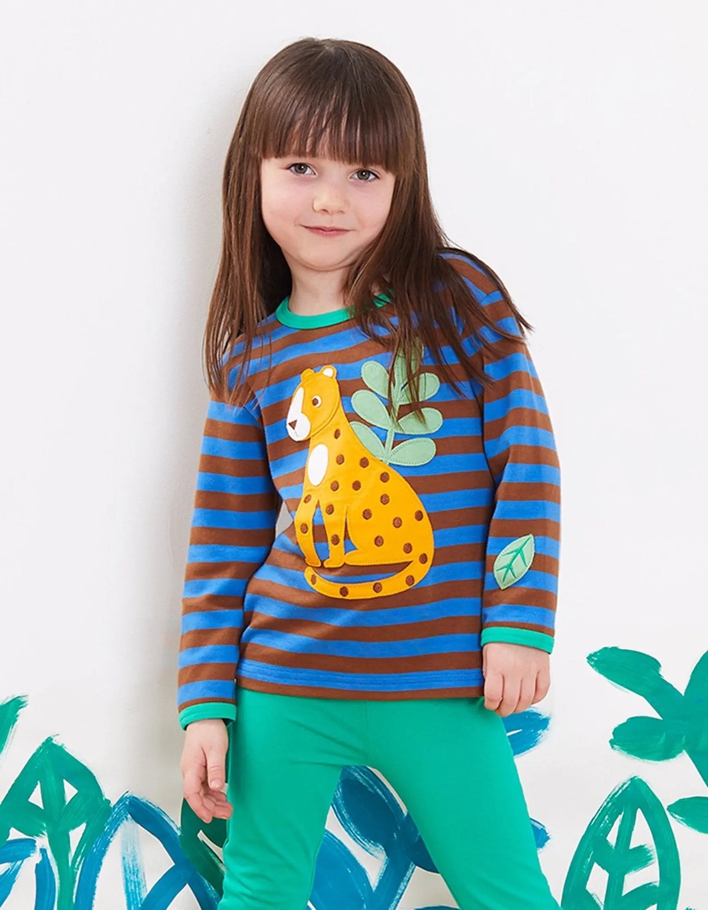 Organic Born Free Leopard Applique Long-Sleeved T-Shirt Toby Tiger