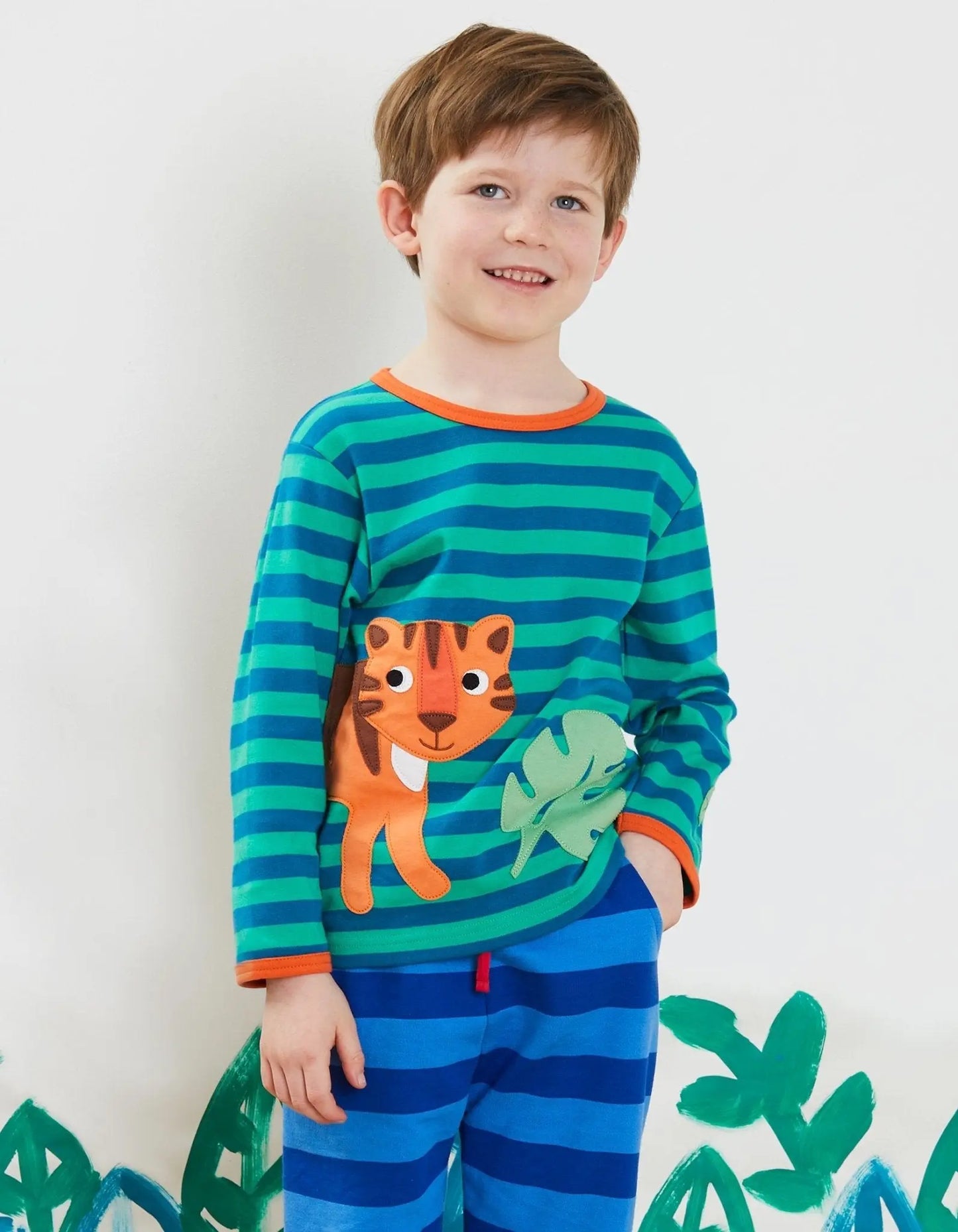 Organic Born Free Tiger Applique Long-Sleeved T-Shirt Toby Tiger