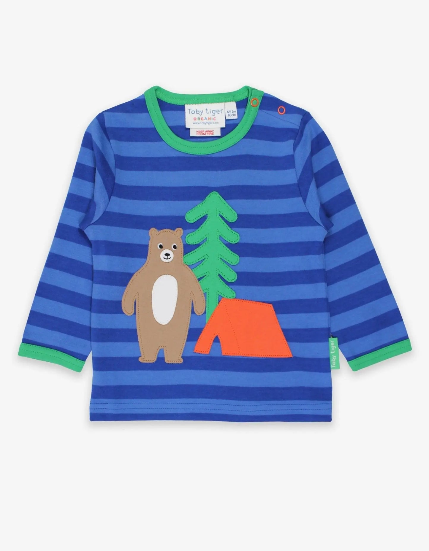 Organic Camping Bear Applique Long-Sleeved T-Shirt Toby Tiger