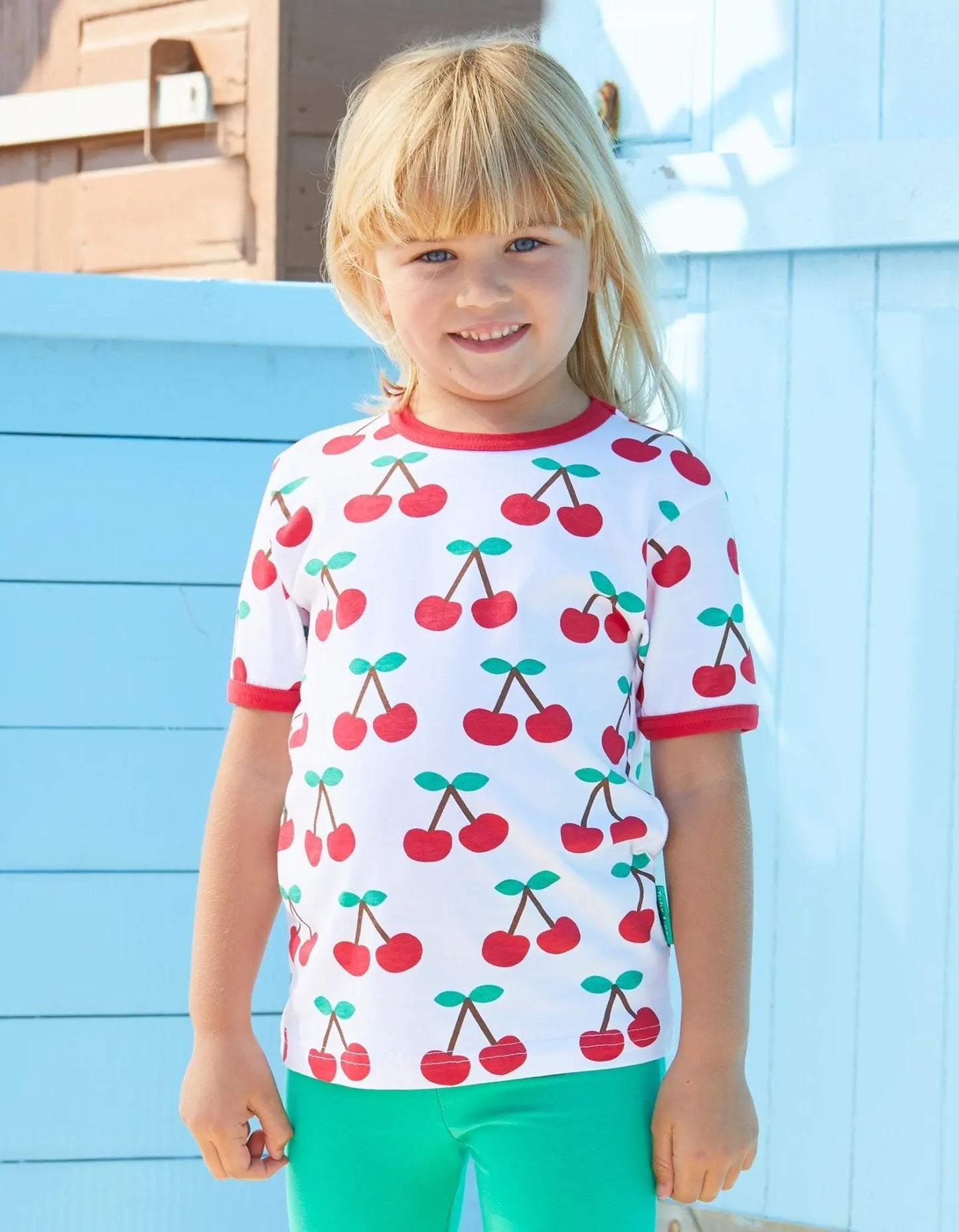 Organic Cherry Print Short-Sleeved T-Shirt Toby Tiger