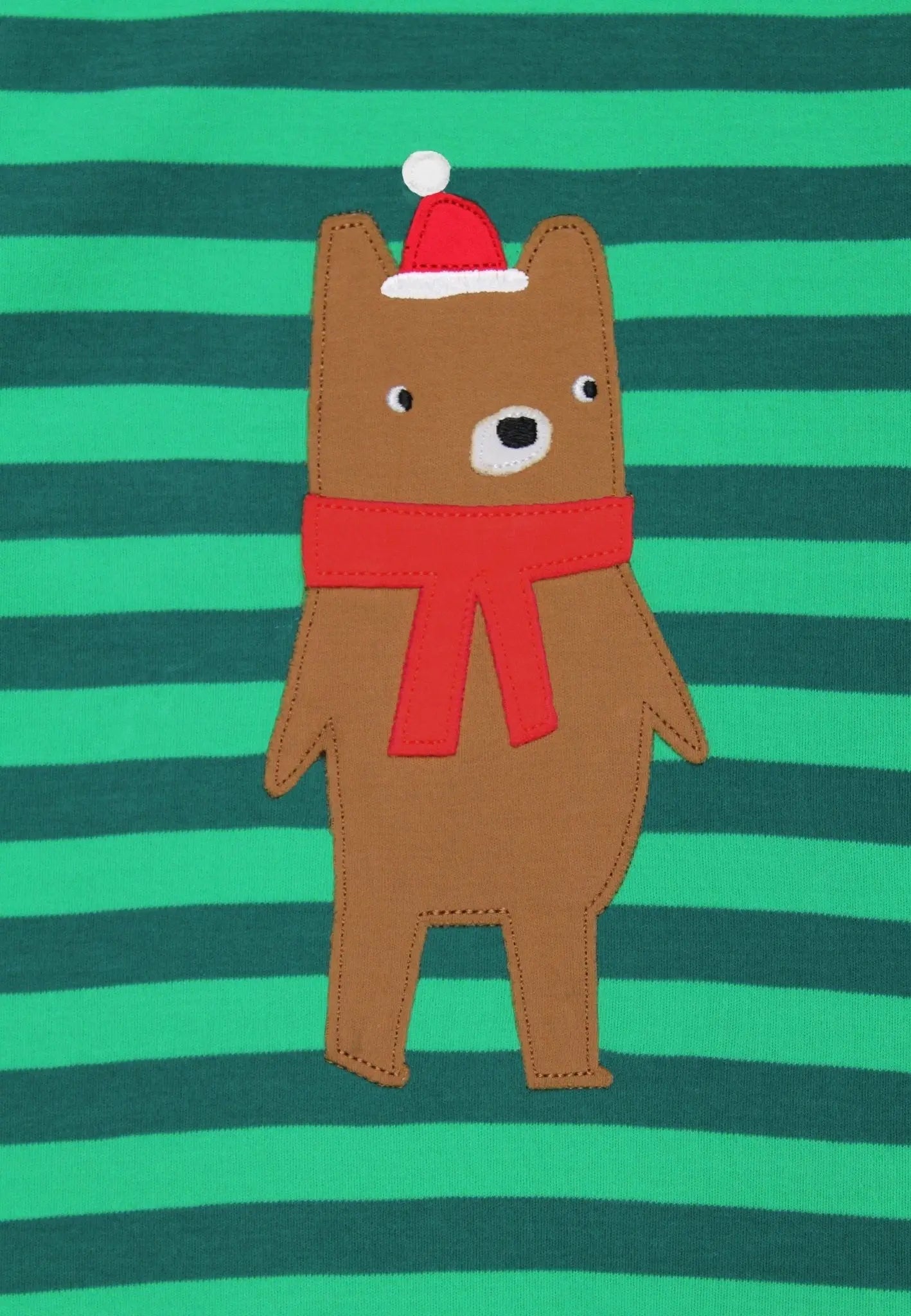 Organic Christmas Bear Applique Long-Sleeved T-Shirt Toby Tiger