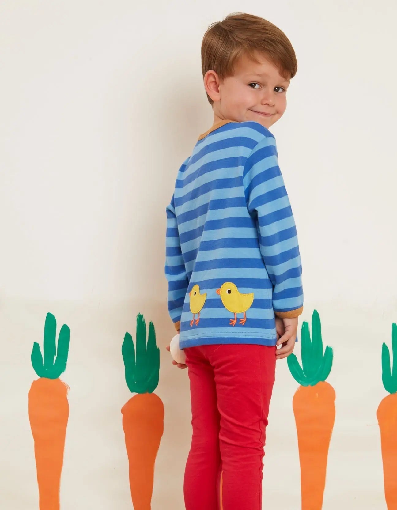 Organic Clucky Chicken Applique Long-Sleeved T-Shirt Toby Tiger