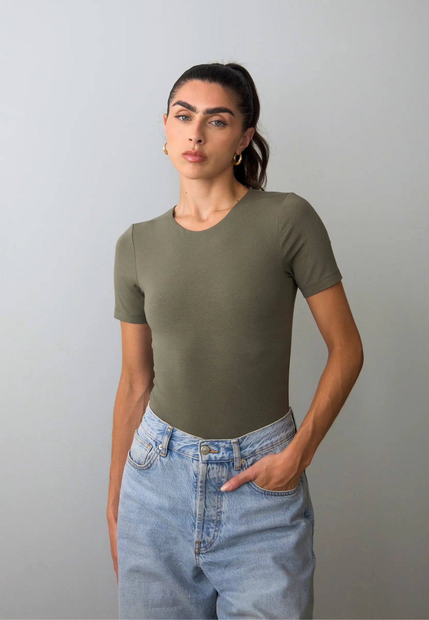 Organic Cotton Crew T-Shirt, Burnt Olive Pantee