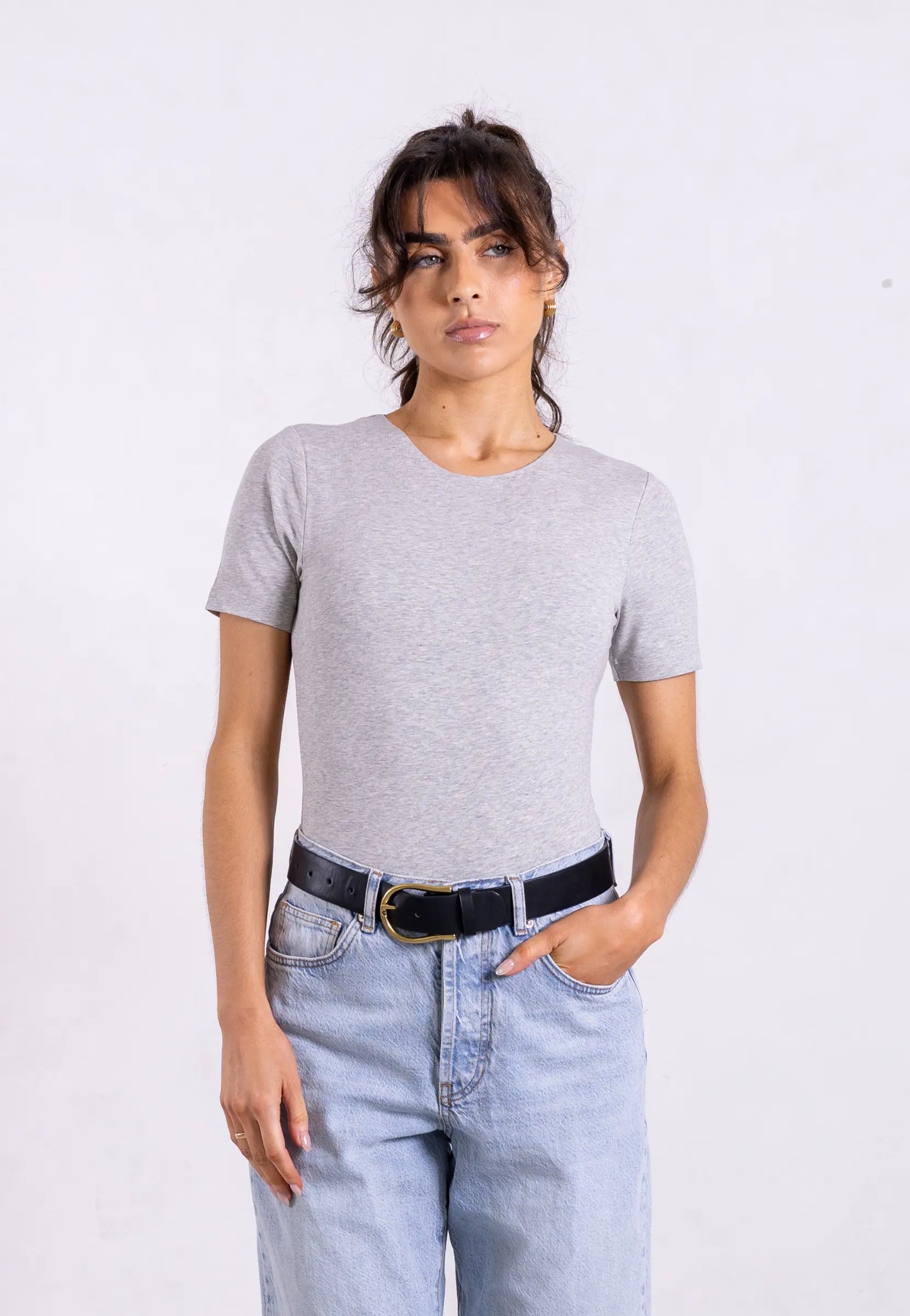 Organic Cotton Crew T-Shirt, Light Grey Marl T-shirts
