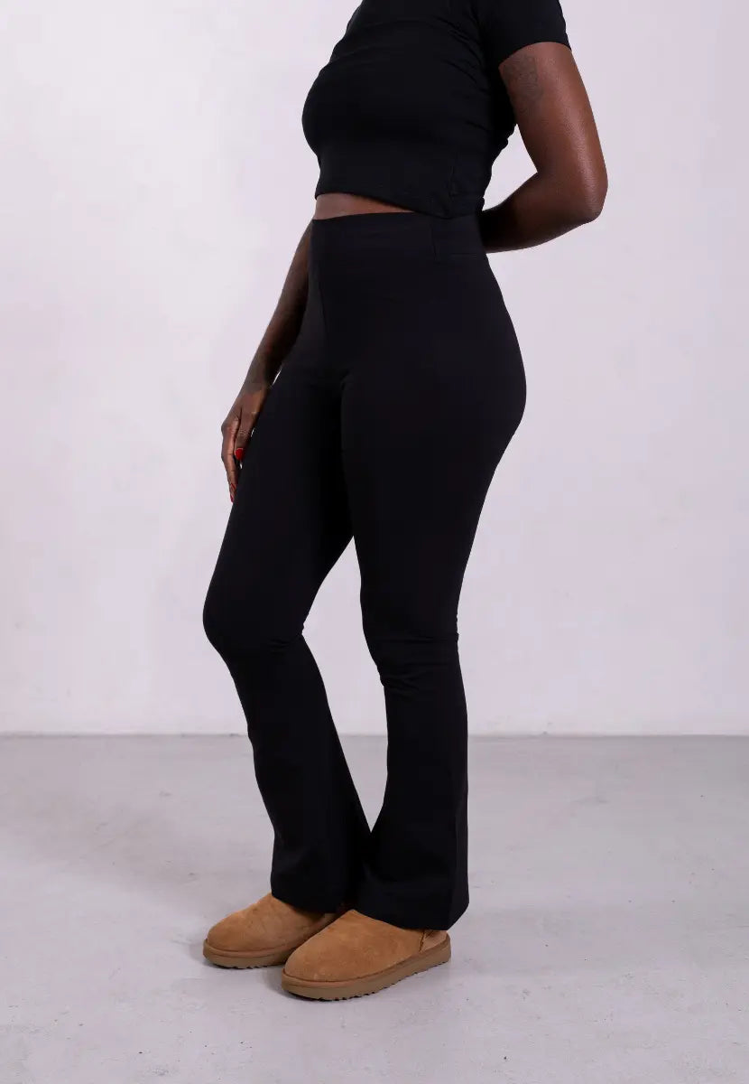 Organic Cotton Flared Leggings, Black Pantee