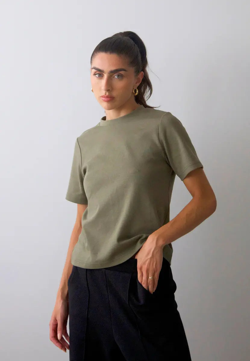 Organic Cotton Relaxed Fit T-Shirt, Burnt Olive Pantee