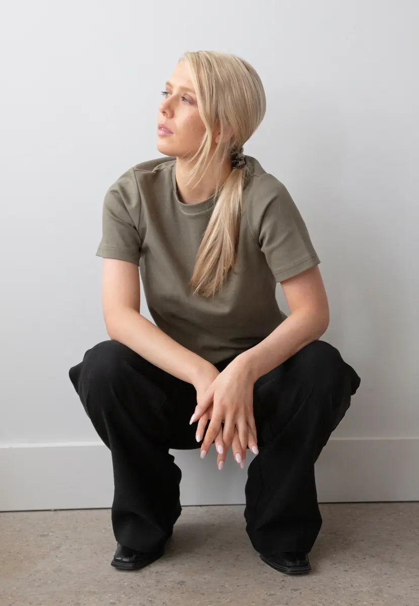 Organic Cotton Relaxed Fit T-Shirt, Burnt Olive Pantee