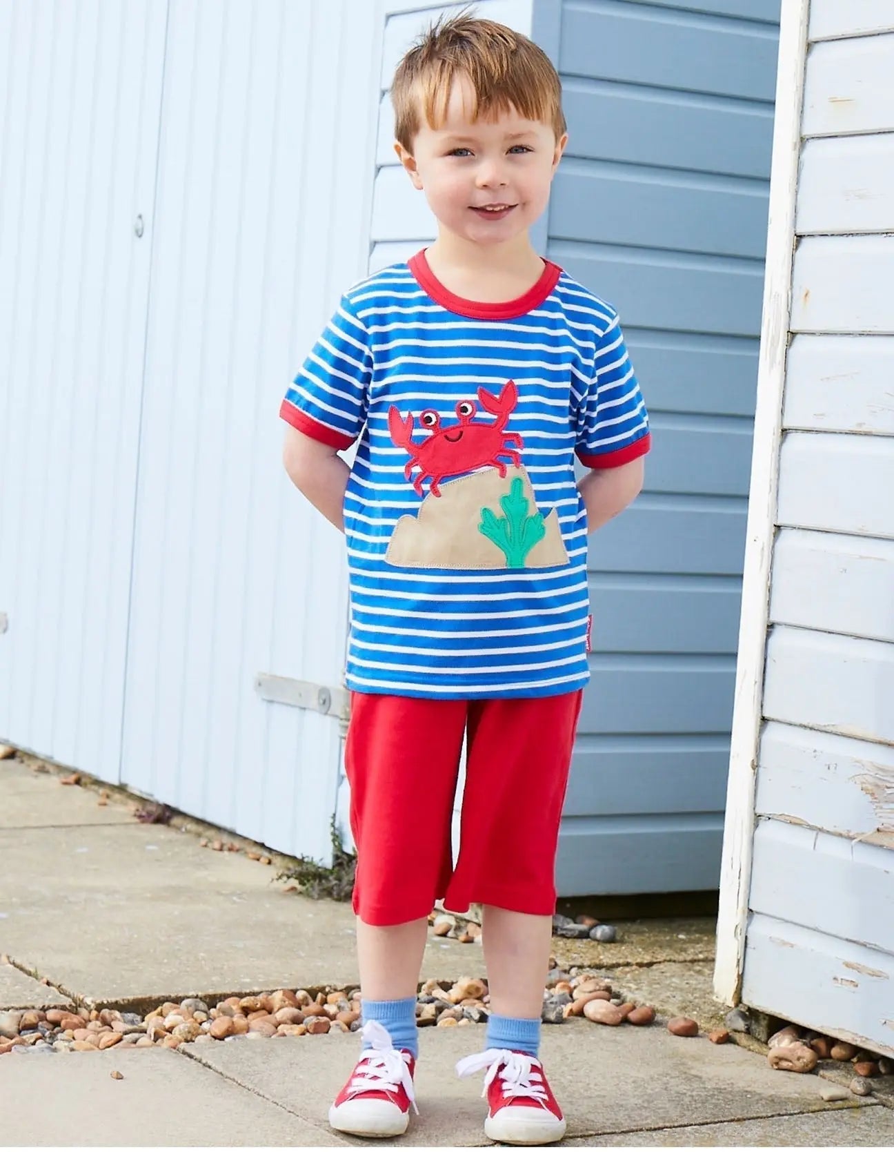 Organic Crab Applique Short-Sleeved T-Shirt Toby Tiger