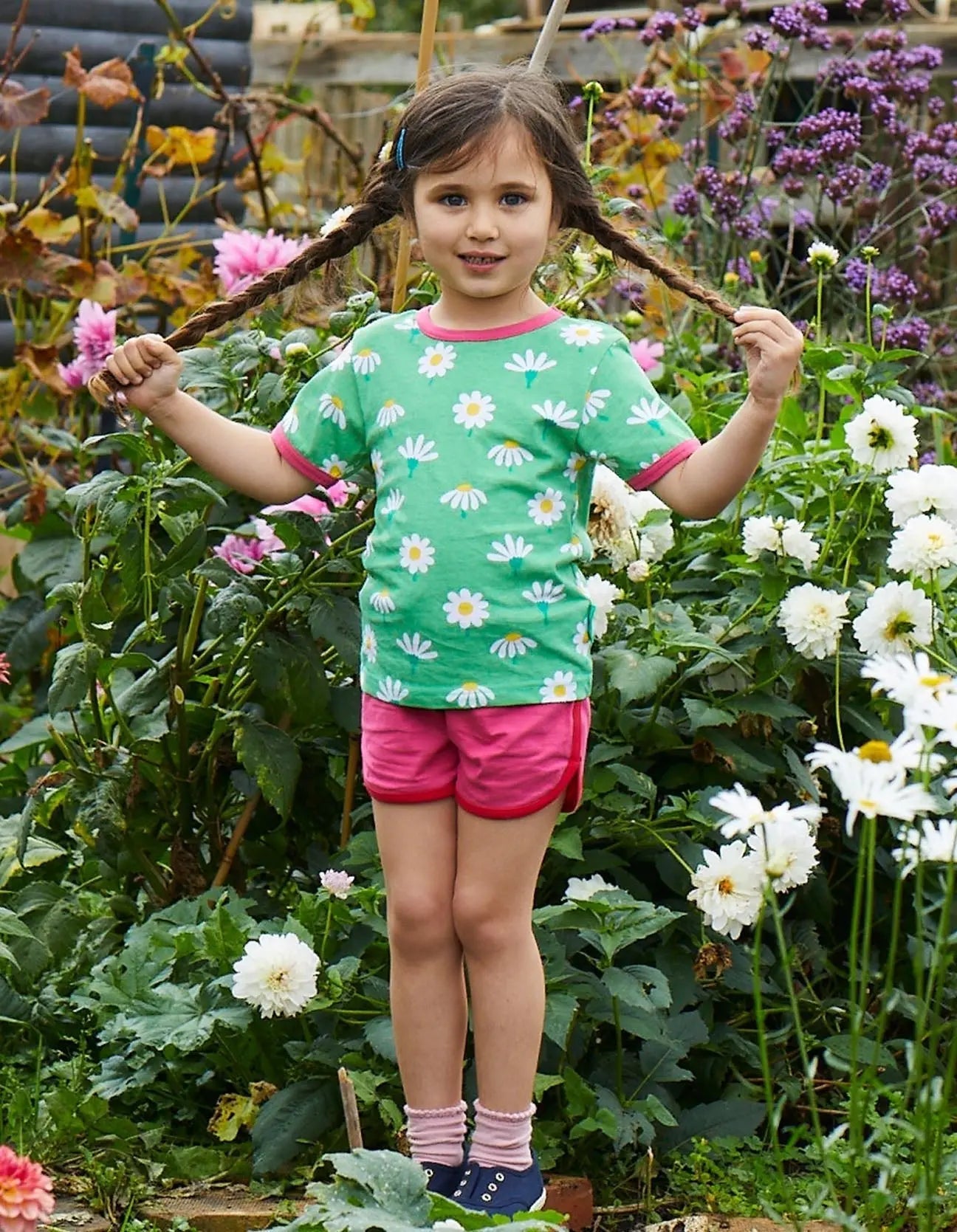 Organic Daisy Print Short-Sleeved T-Shirt Toby Tiger