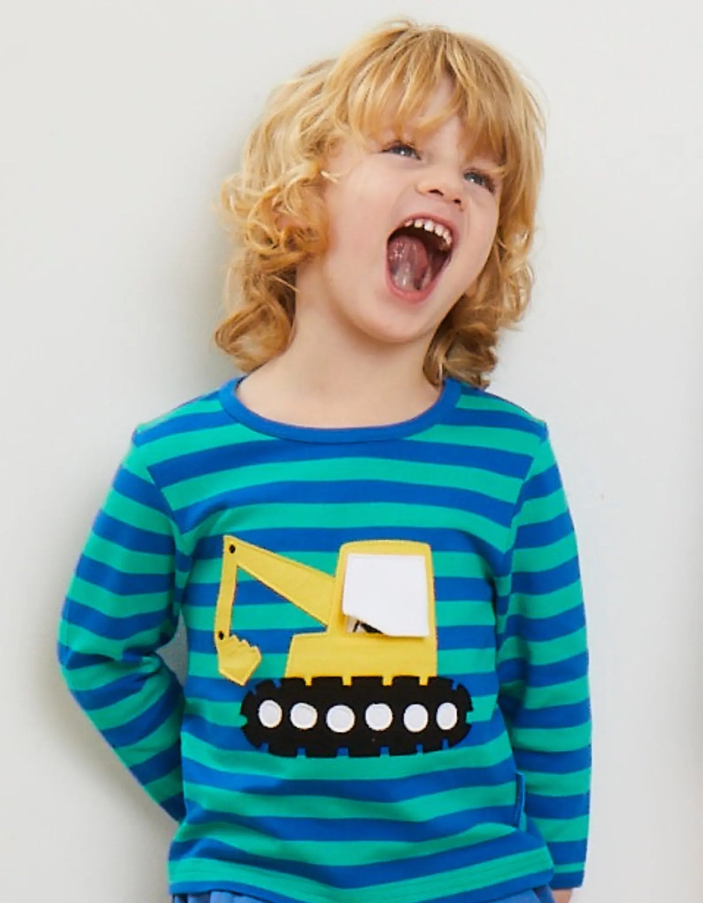 Organic Digger Applique Long-Sleeved T-Shirt Toby Tiger