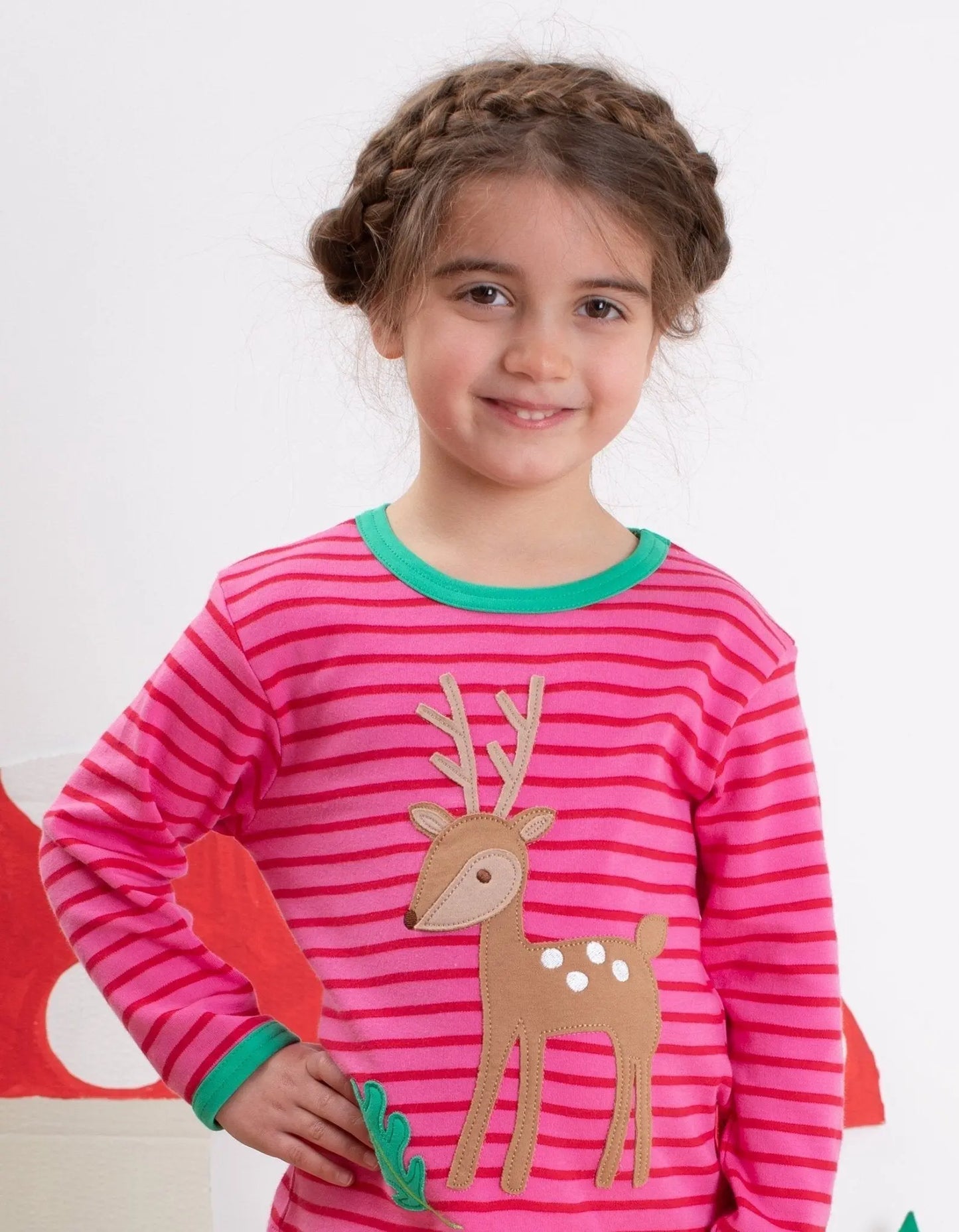 Organic Fawn Applique Long-Sleeved T-Shirt Toby Tiger