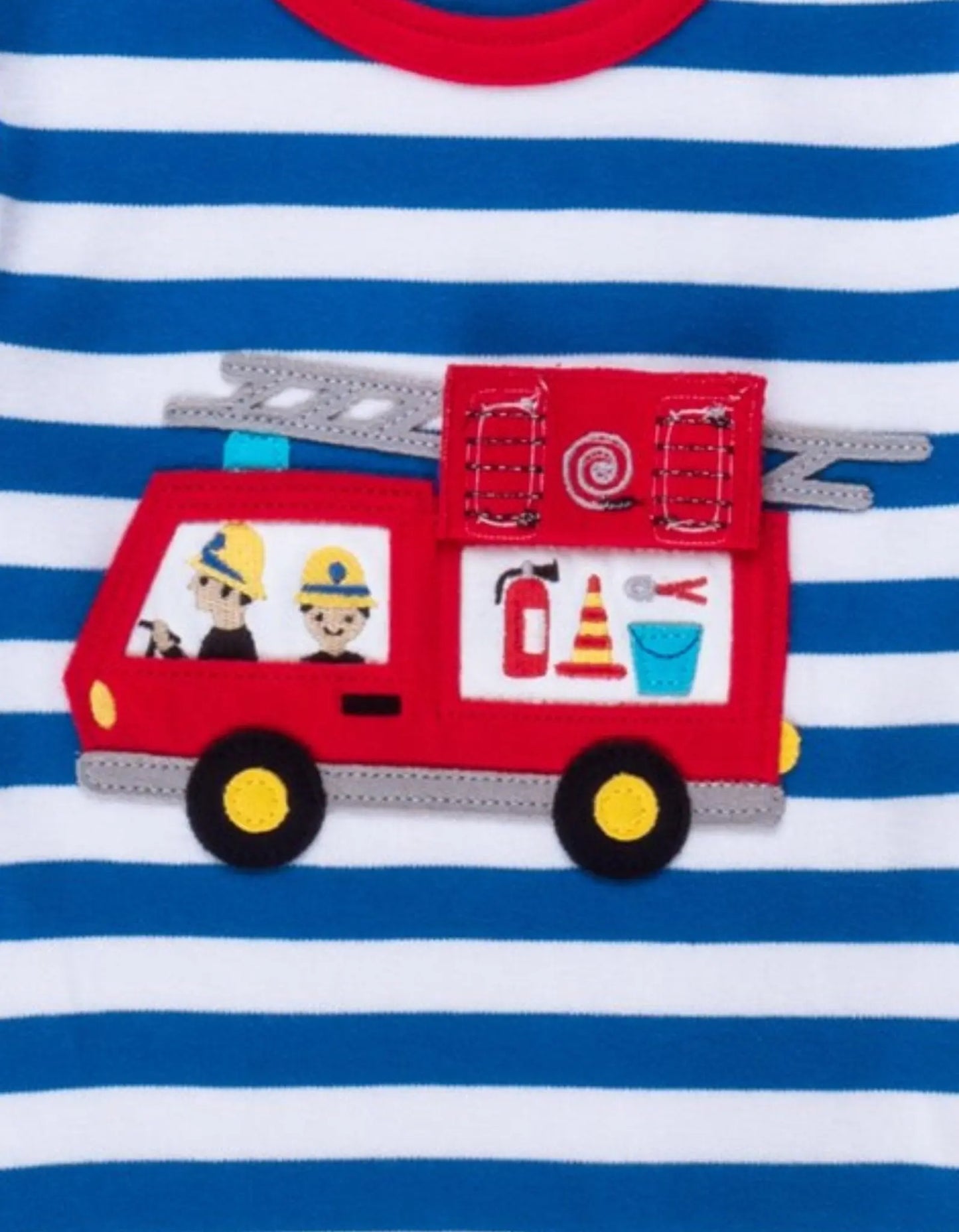 Organic Fire Engine Applique Long-Sleeved T-Shirt Toby Tiger