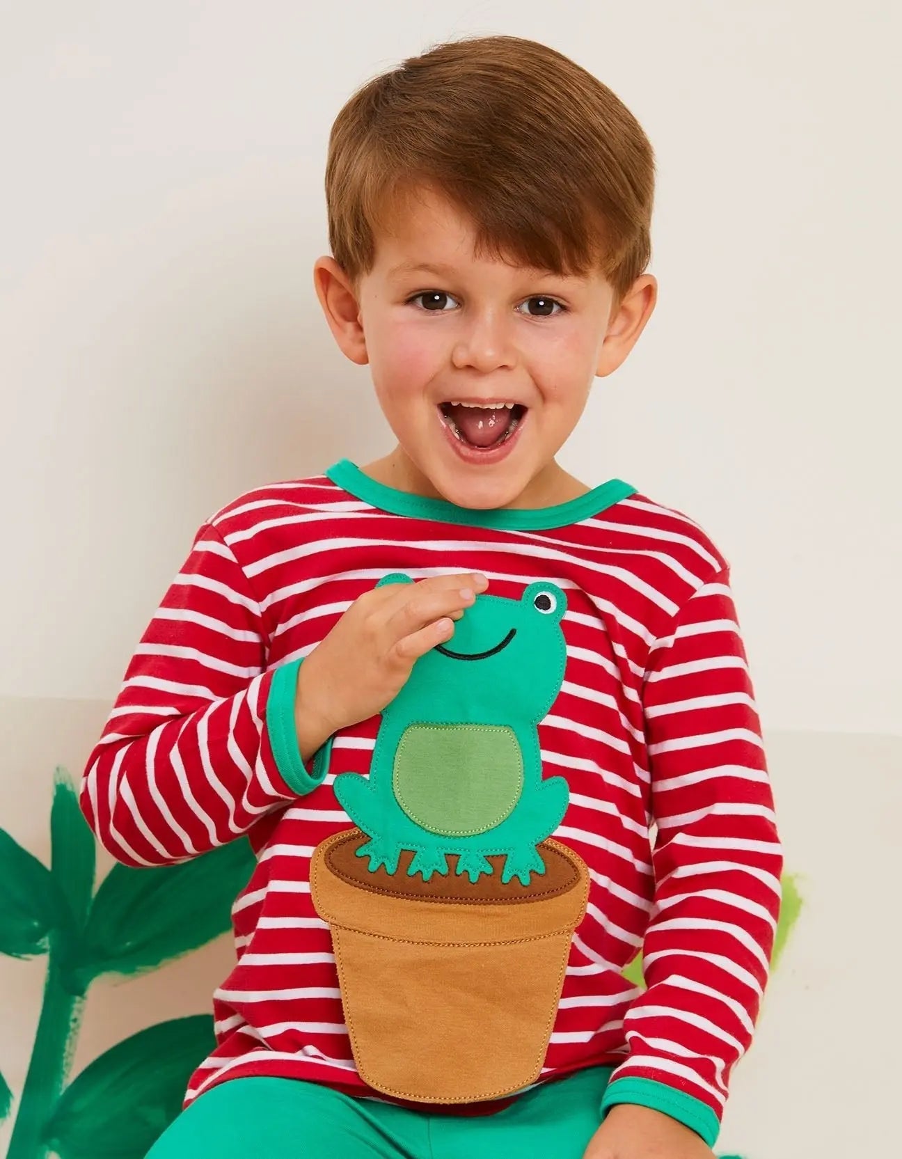 Organic Frog Applique Long-Sleeved T-Shirt Toby Tiger