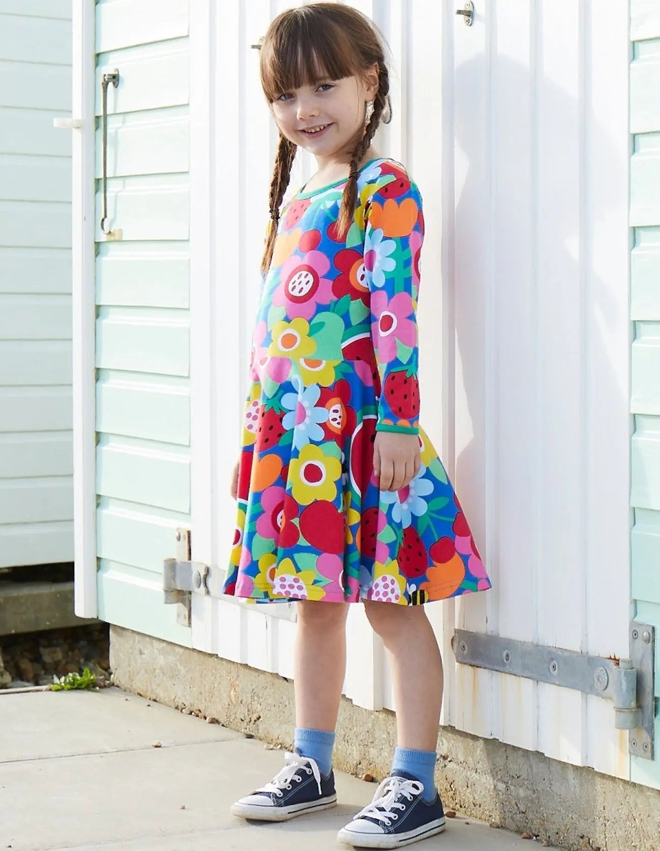 Organic Fruit Flower Print Skater Dress Toby Tiger