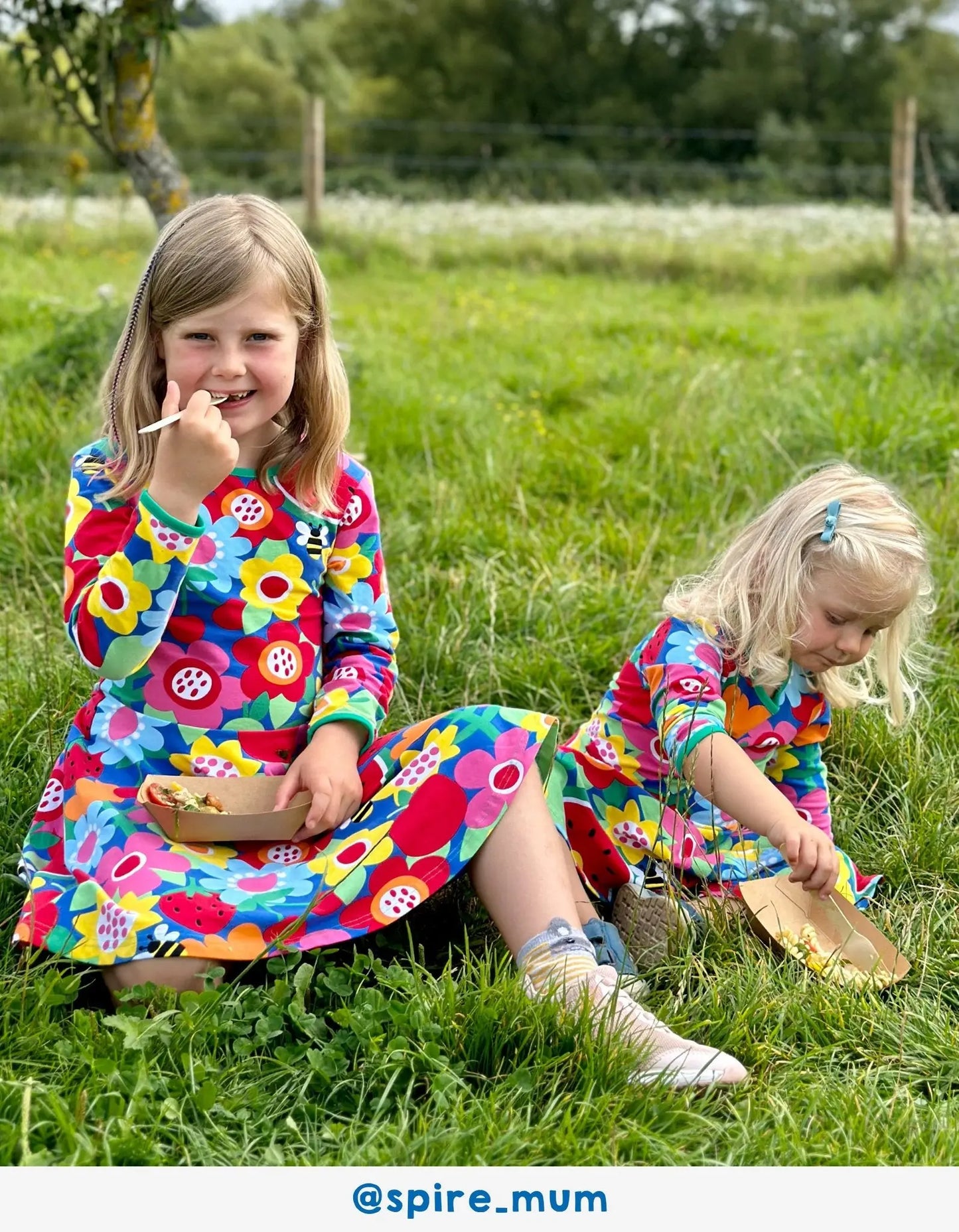 Organic Fruit Flower Print Skater Dress Toby Tiger