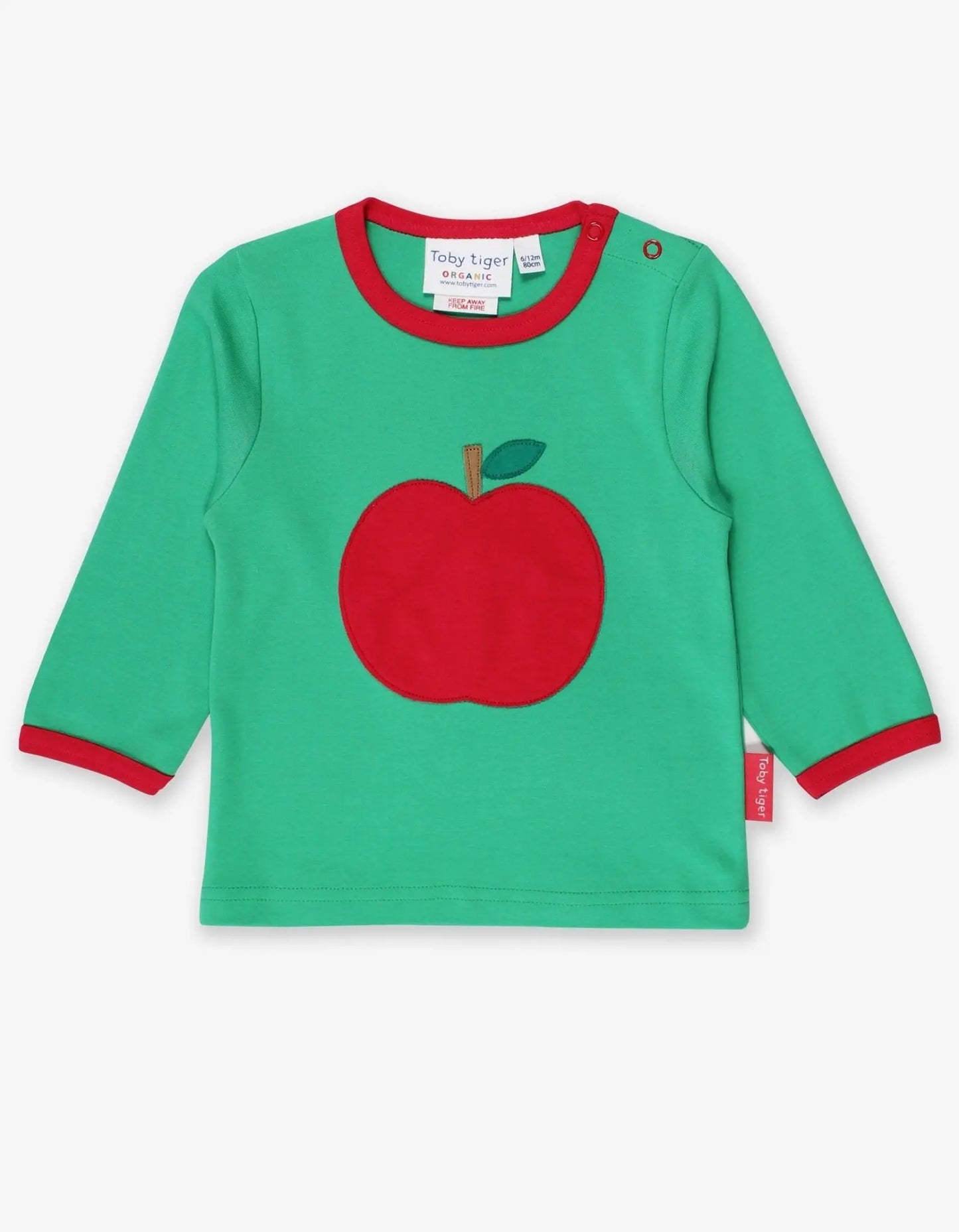 Organic Green Apple Applique Long-Sleeved T-Shirt Toby Tiger