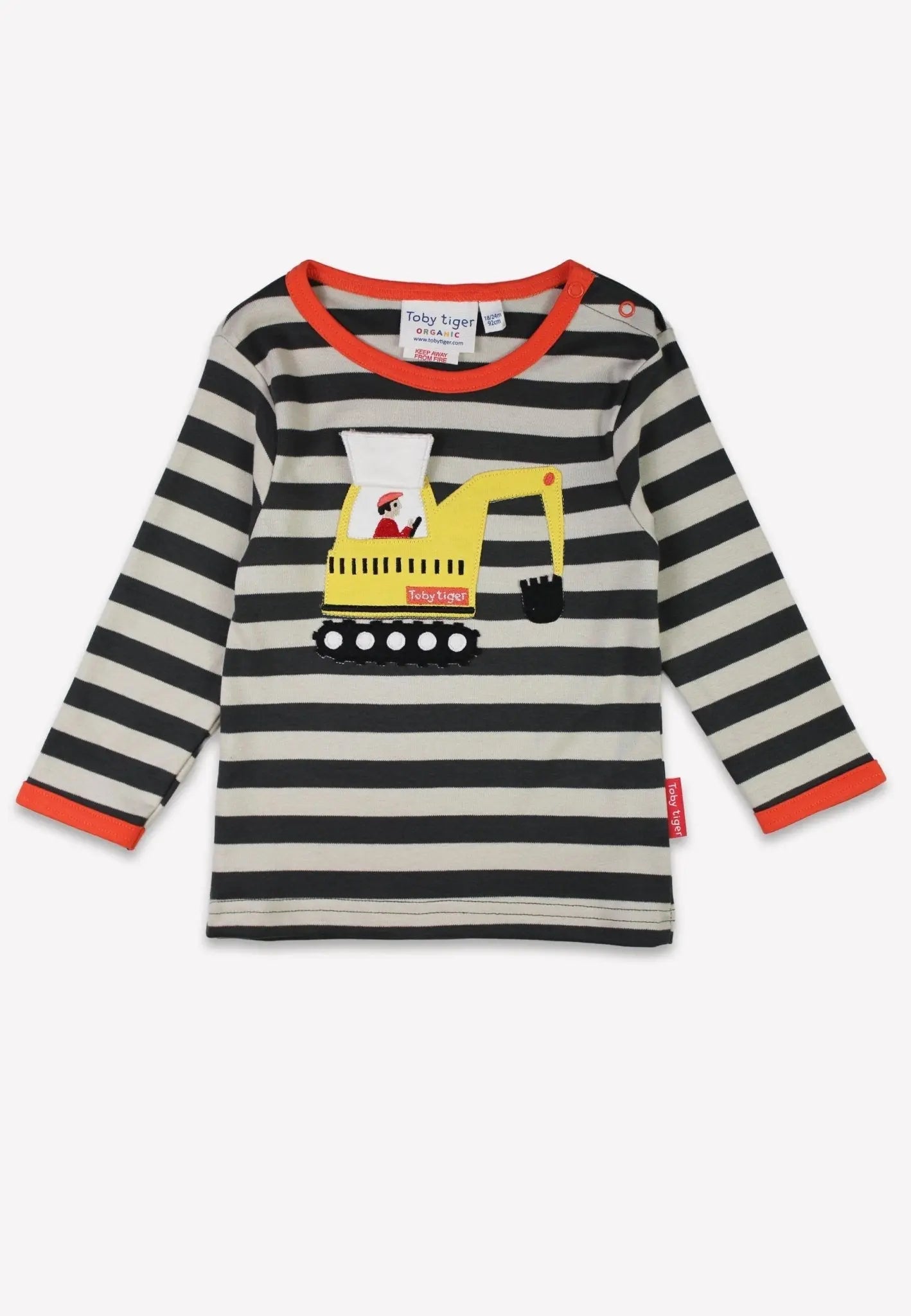 Organic Grey Digger Applique Long-Sleeved T-shirt Toby Tiger