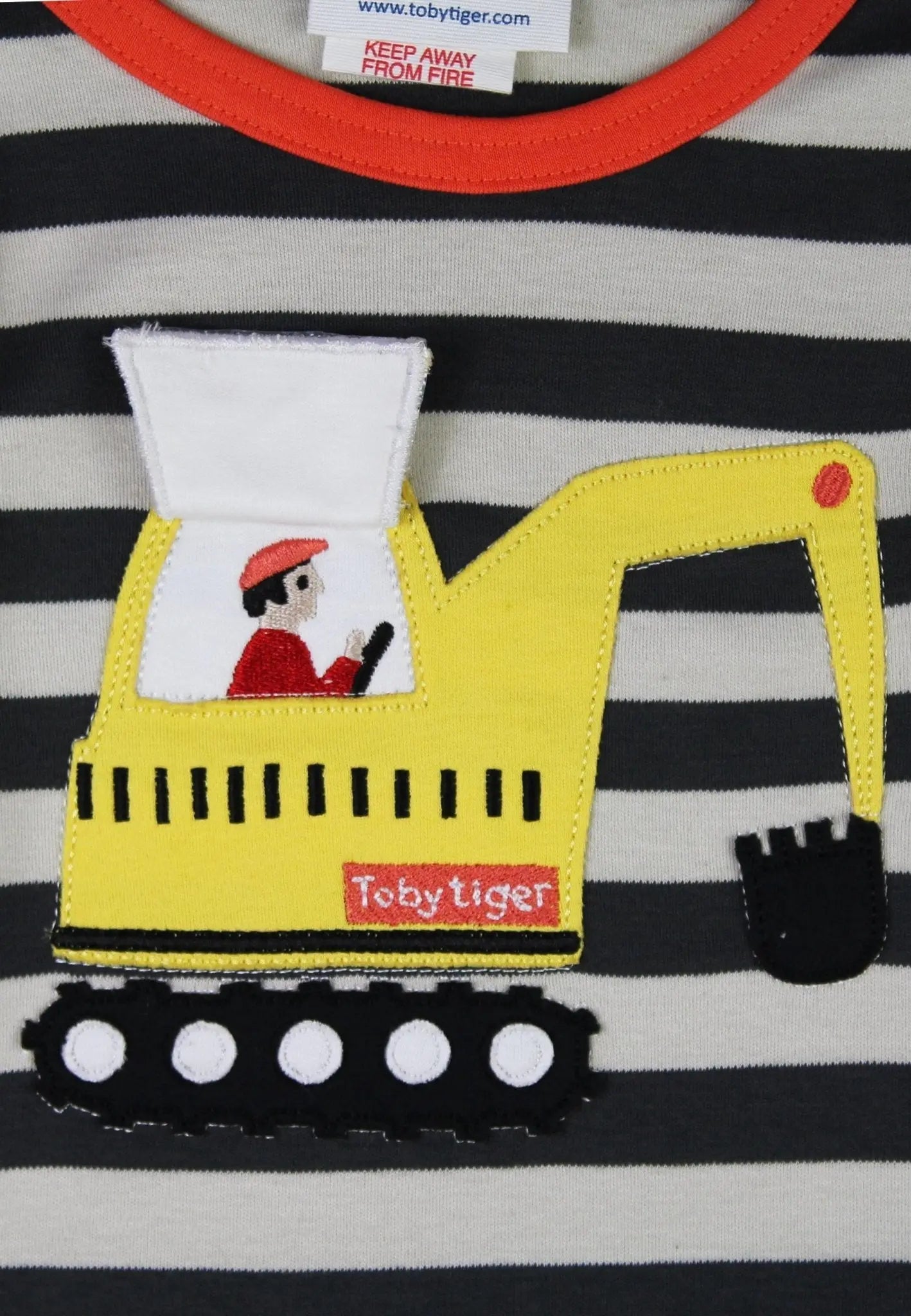 Organic Grey Digger Applique Long-Sleeved T-shirt Toby Tiger