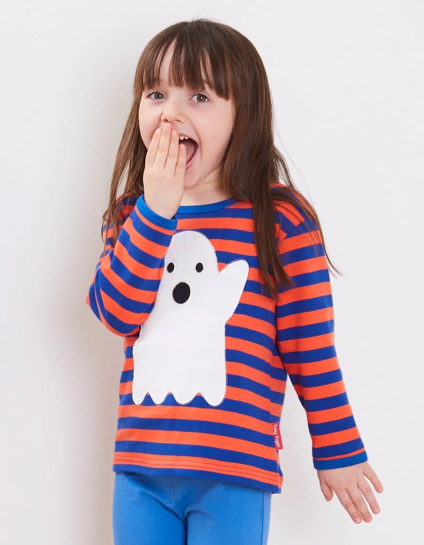 Organic Halloween Ghost Applique Long-Sleeved T-Shirt Toby Tiger