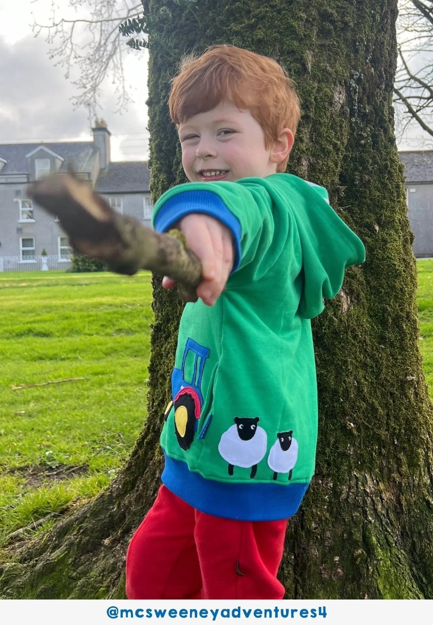 Organic Hillside Applique Hoodie Toby Tiger