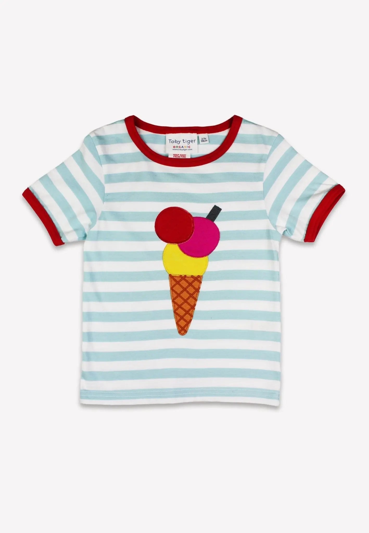 Organic Ice Cream Applique Short-Sleeved T-Shirt Toby Tiger