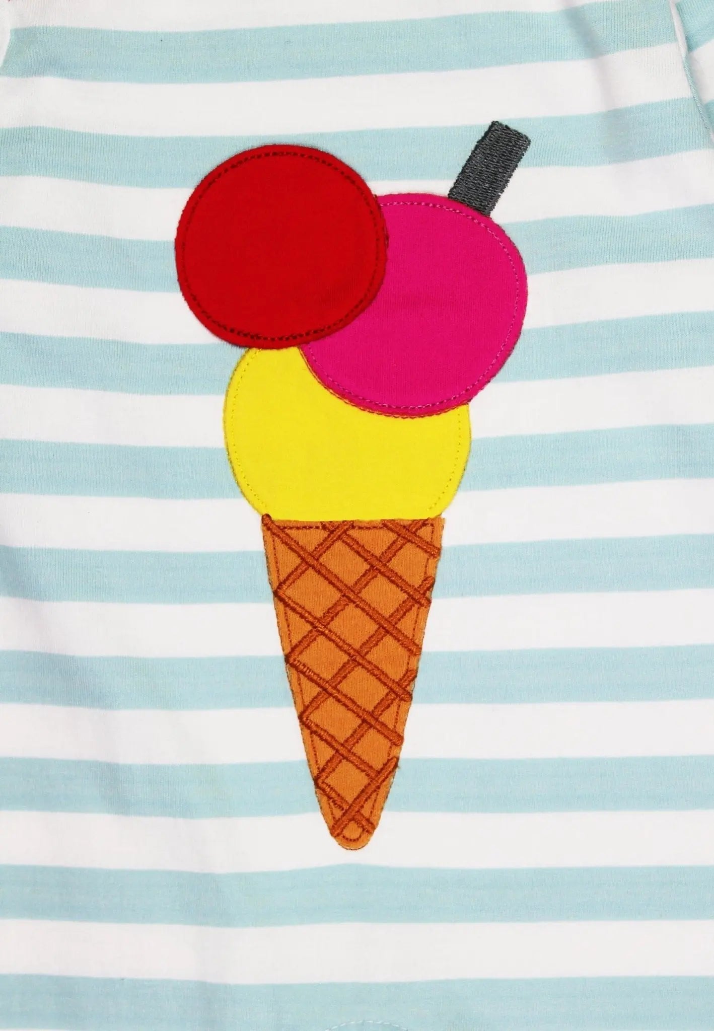 Organic Ice Cream Applique Short-Sleeved T-Shirt Toby Tiger