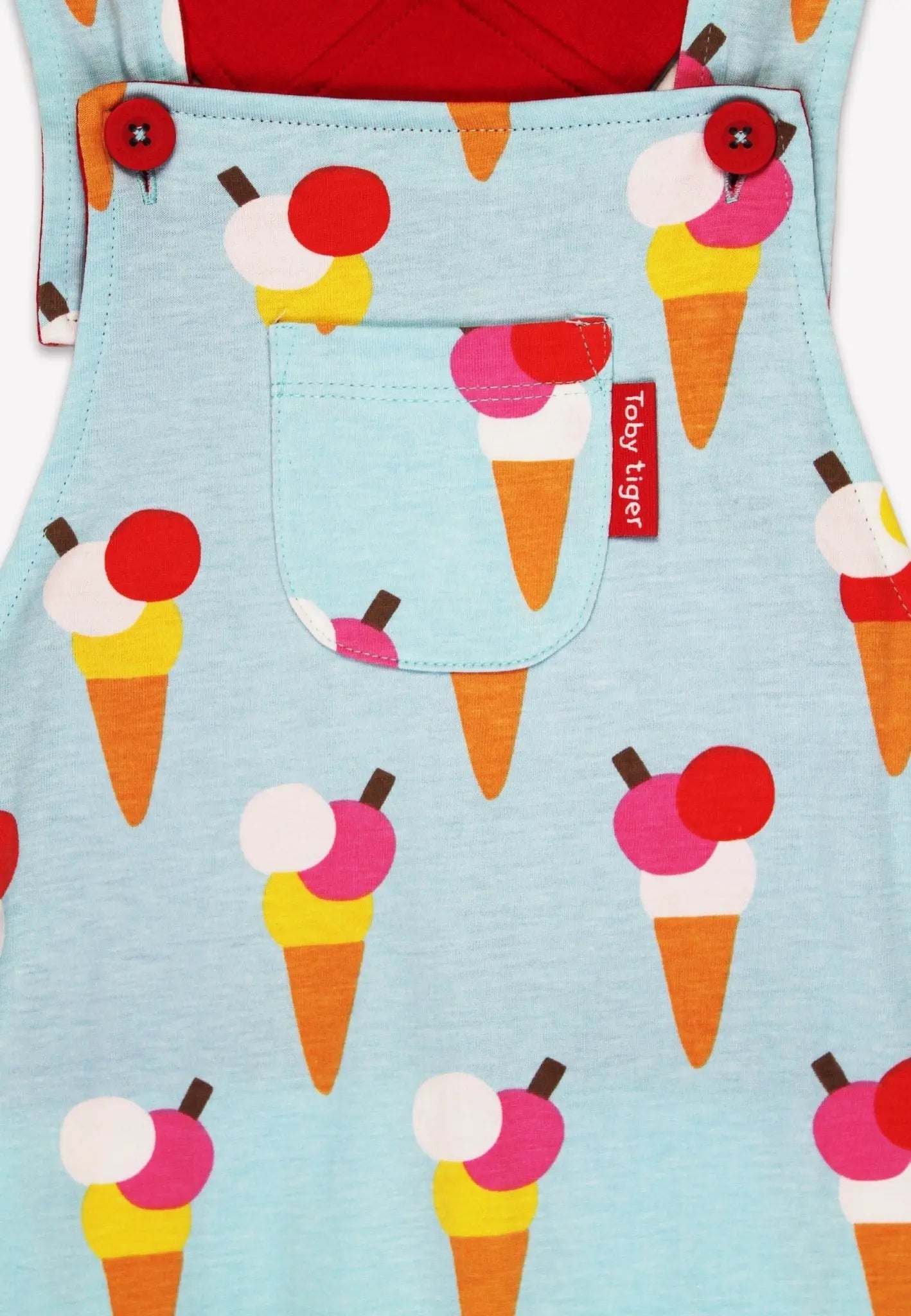 Organic Ice Cream Cones Print Dungaree Shorts Toby Tiger