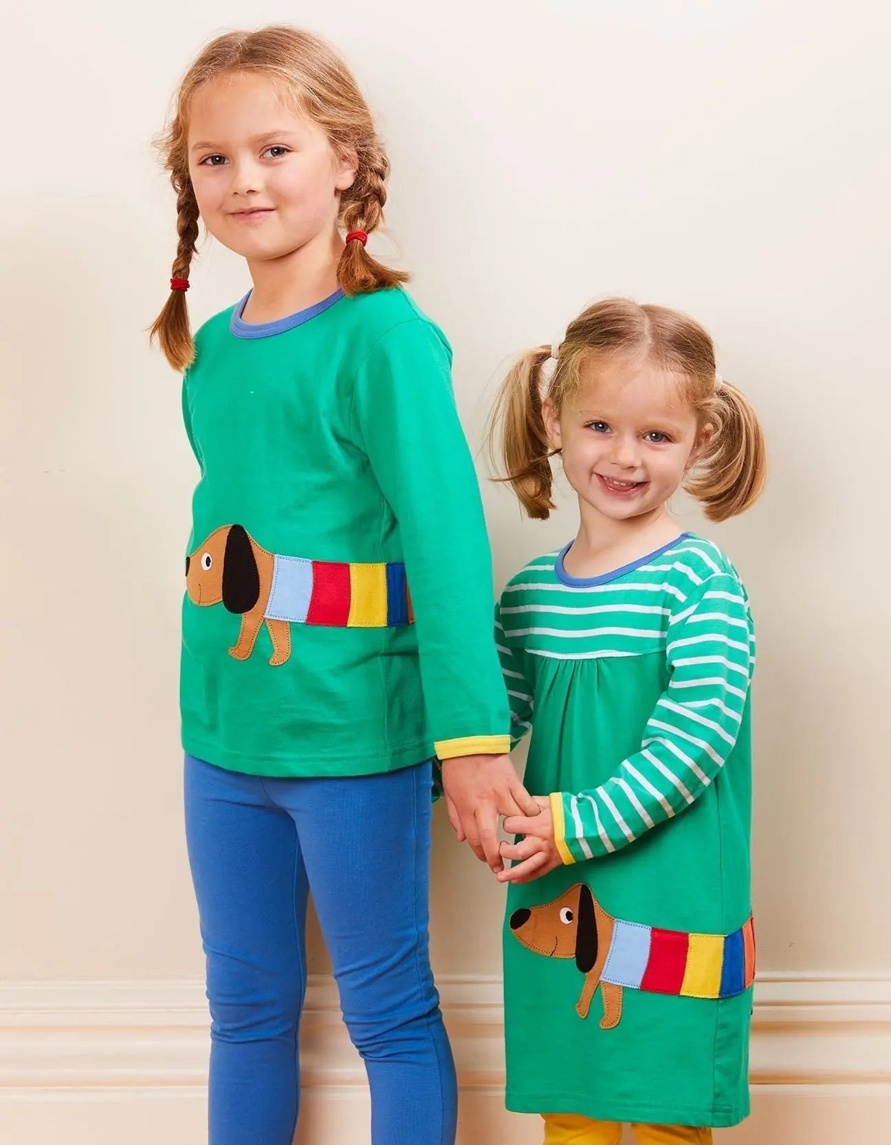 Organic Multi Sausage Dog Applique Long-Sleeved T-Shirt Toby Tiger