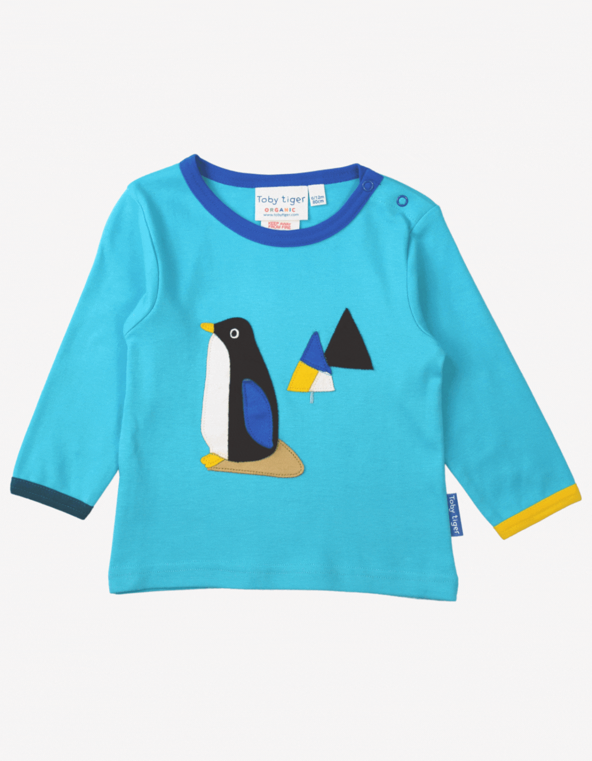 Organic Penguin Applique Long-Sleeved T-Shirt Toby Tiger