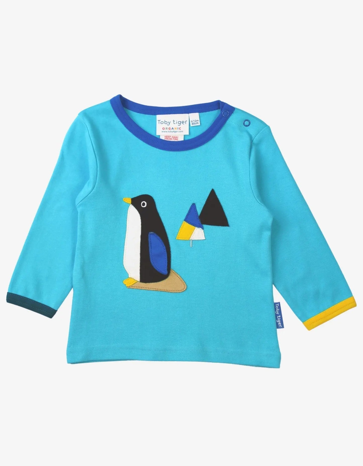 Organic Penguin Applique Long-Sleeved T-Shirt Toby Tiger