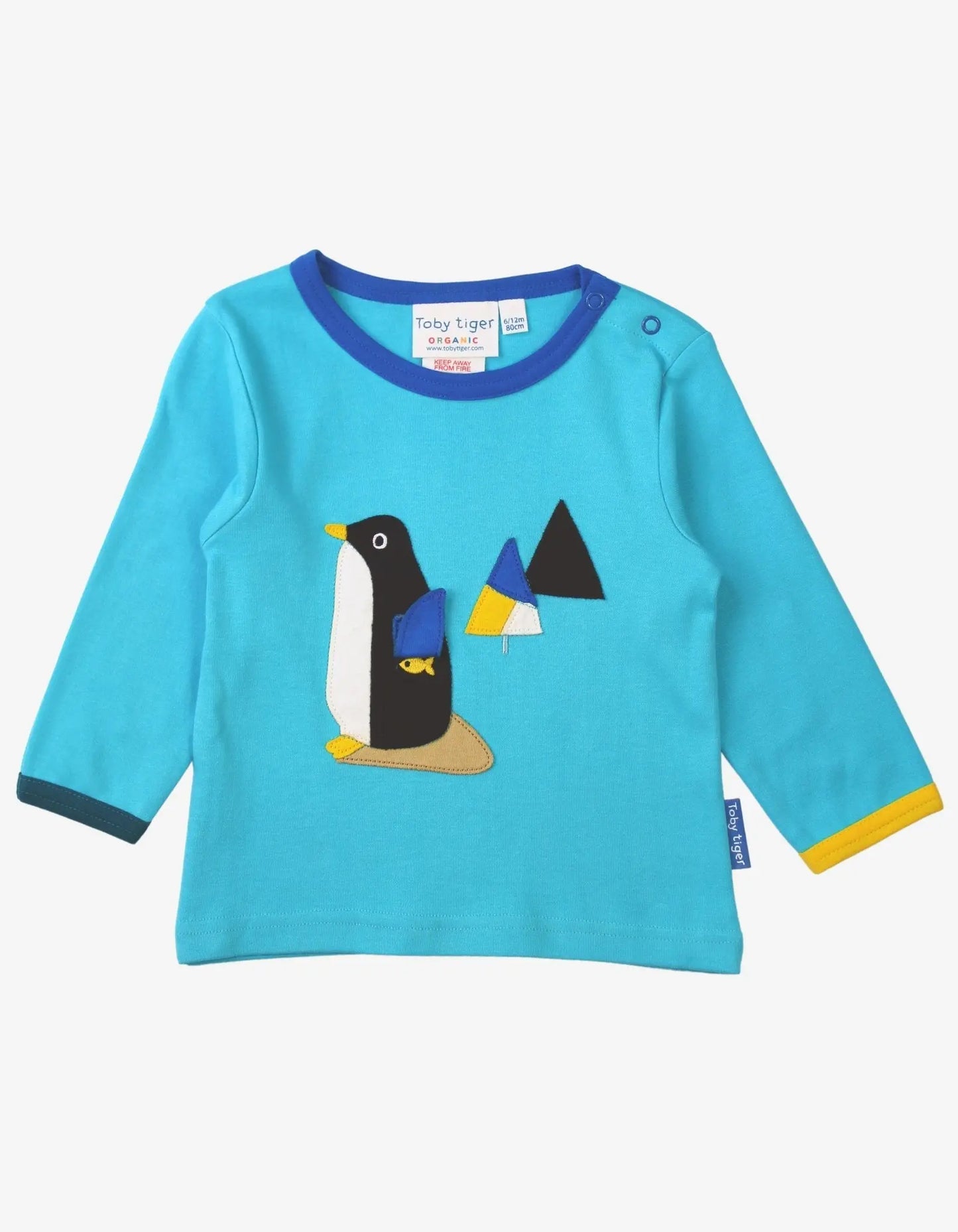 Organic Penguin Applique Long-Sleeved T-Shirt Toby Tiger