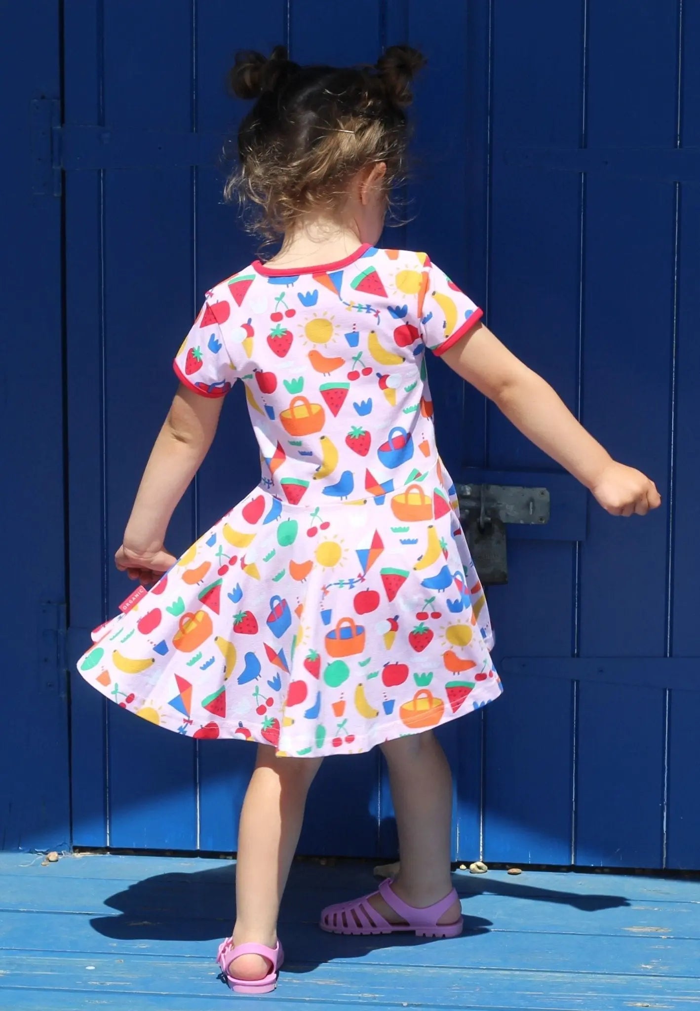 Organic Picnic Print Short Sleeved Skater Dress Toby Tiger