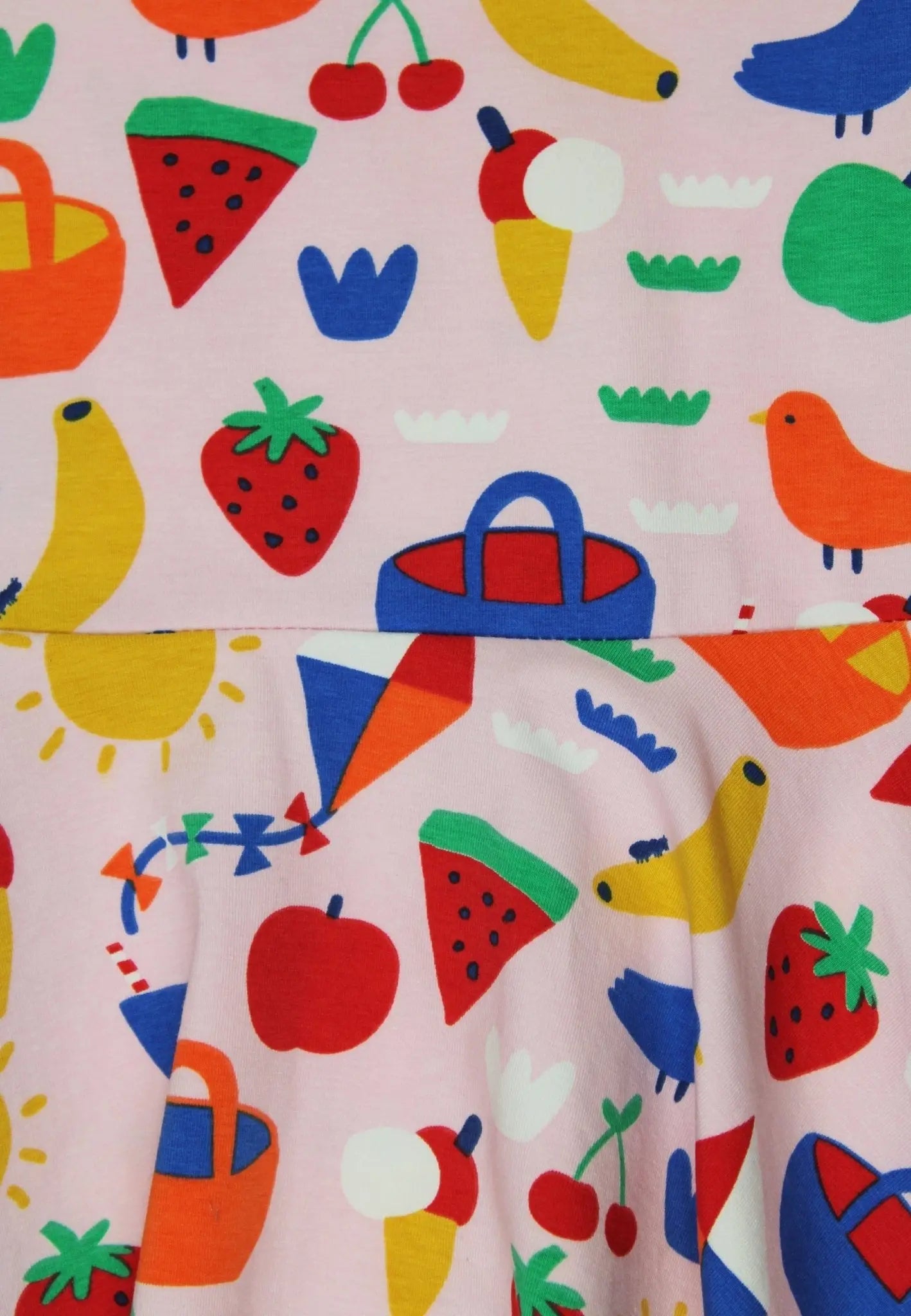 Organic Picnic Print Short Sleeved Skater Dress Toby Tiger