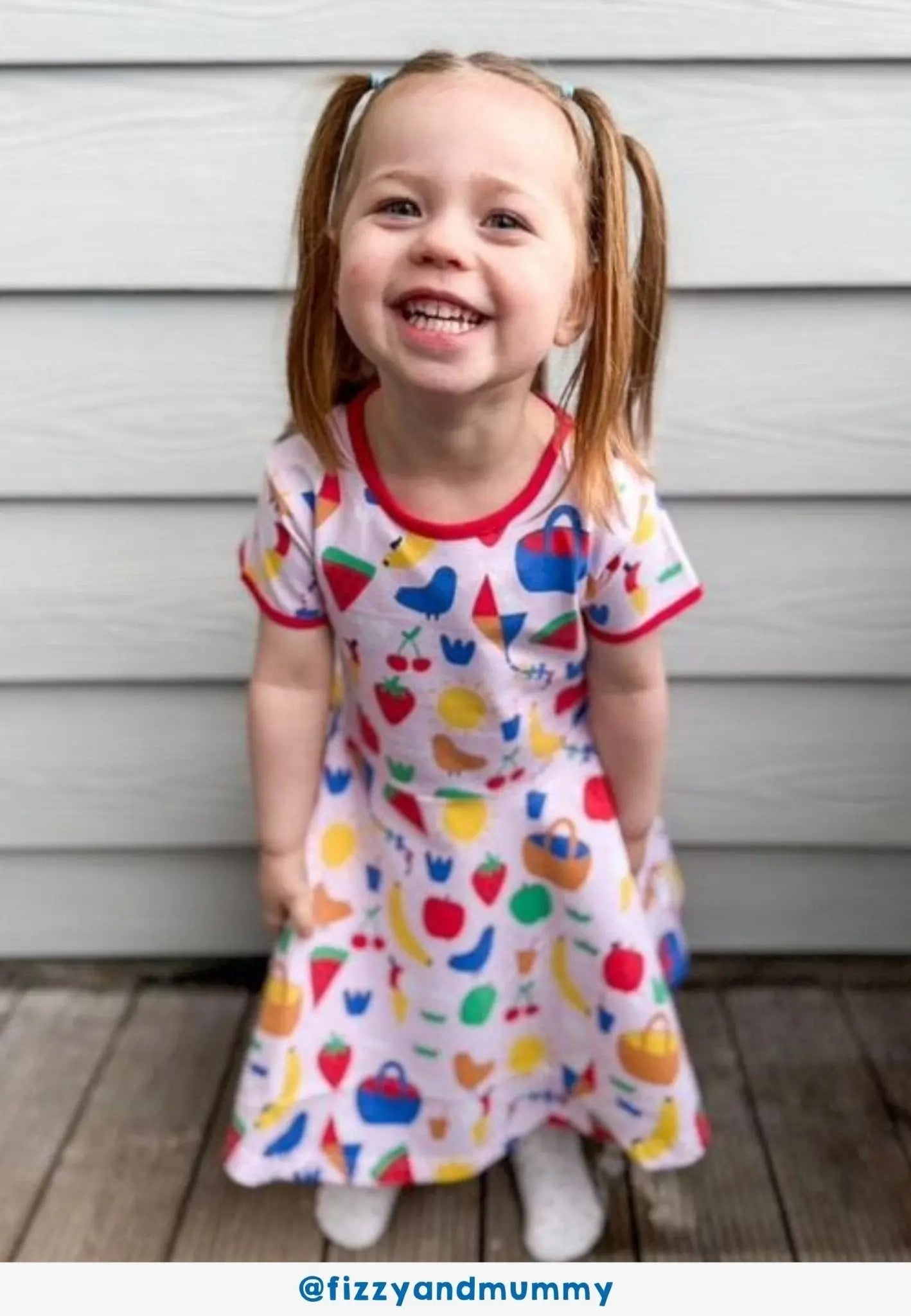 Organic Picnic Print Short Sleeved Skater Dress Toby Tiger