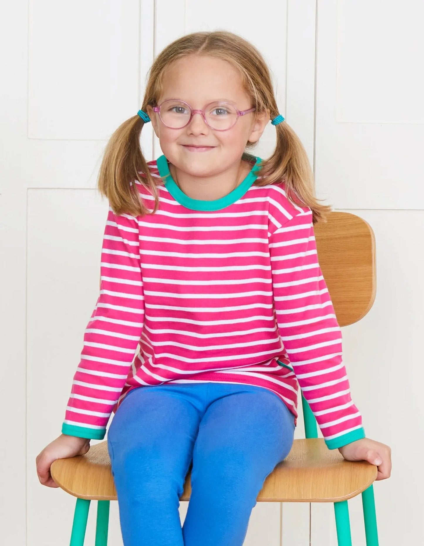 Organic Pink Breton Long-Sleeved T-Shirt Toby Tiger