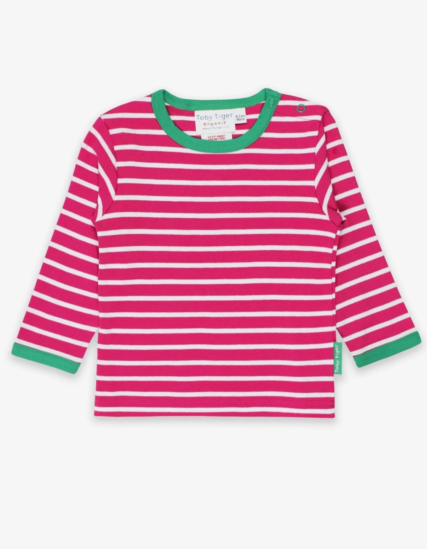 Organic Pink Breton Long-Sleeved T-Shirt Toby Tiger