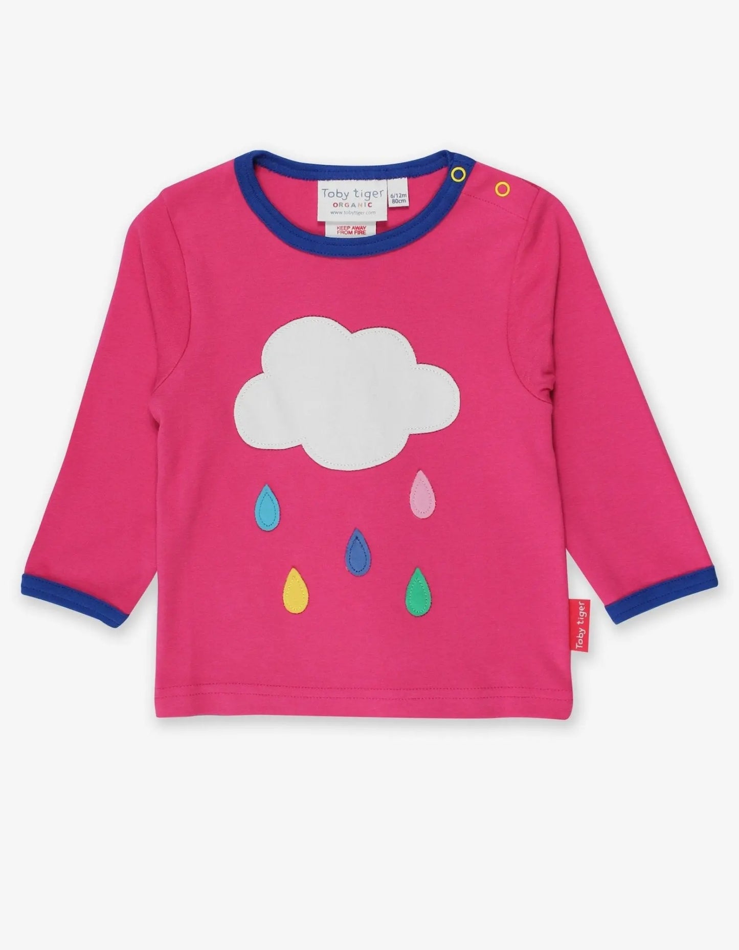 Organic Pink Cloud Applique Long-Sleeved T-Shirt Toby Tiger