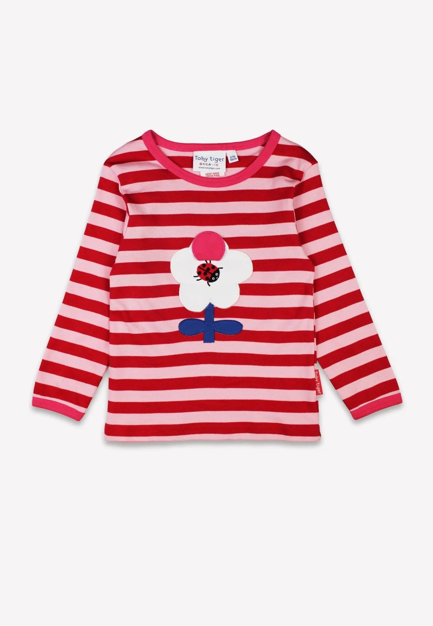 Organic Pink Flower Applique Long-Sleeved T-Shirt Toby Tiger
