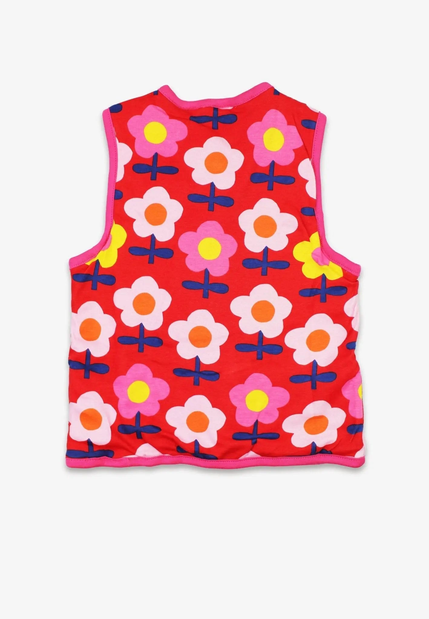 Organic Pink Flower Print Reversible Gilet Toby Tiger