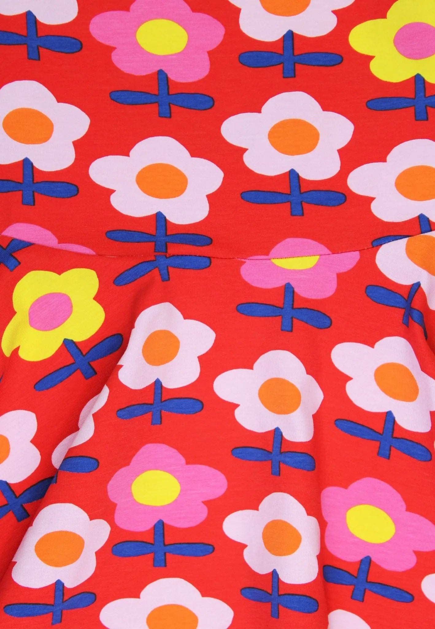 Organic Pink Flower Print Skater Dress Toby Tiger