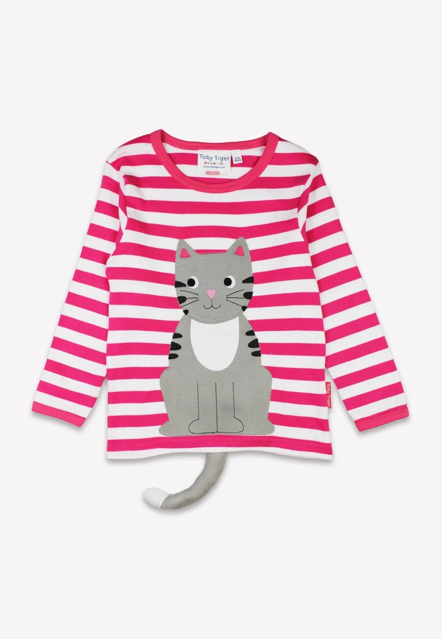 Organic Pink Kitten Applique Long-Sleeved T-Shirt Toby Tiger