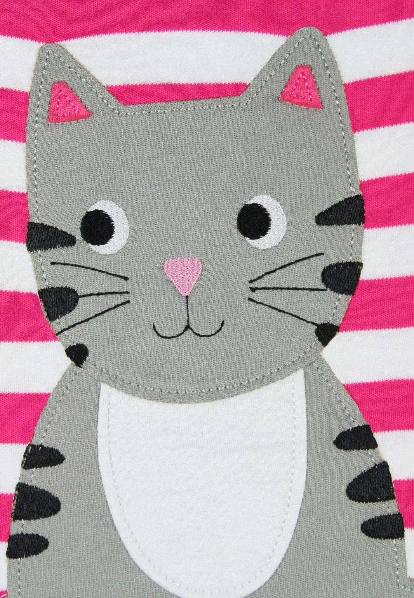 Organic Pink Kitten Applique Long-Sleeved T-Shirt Toby Tiger