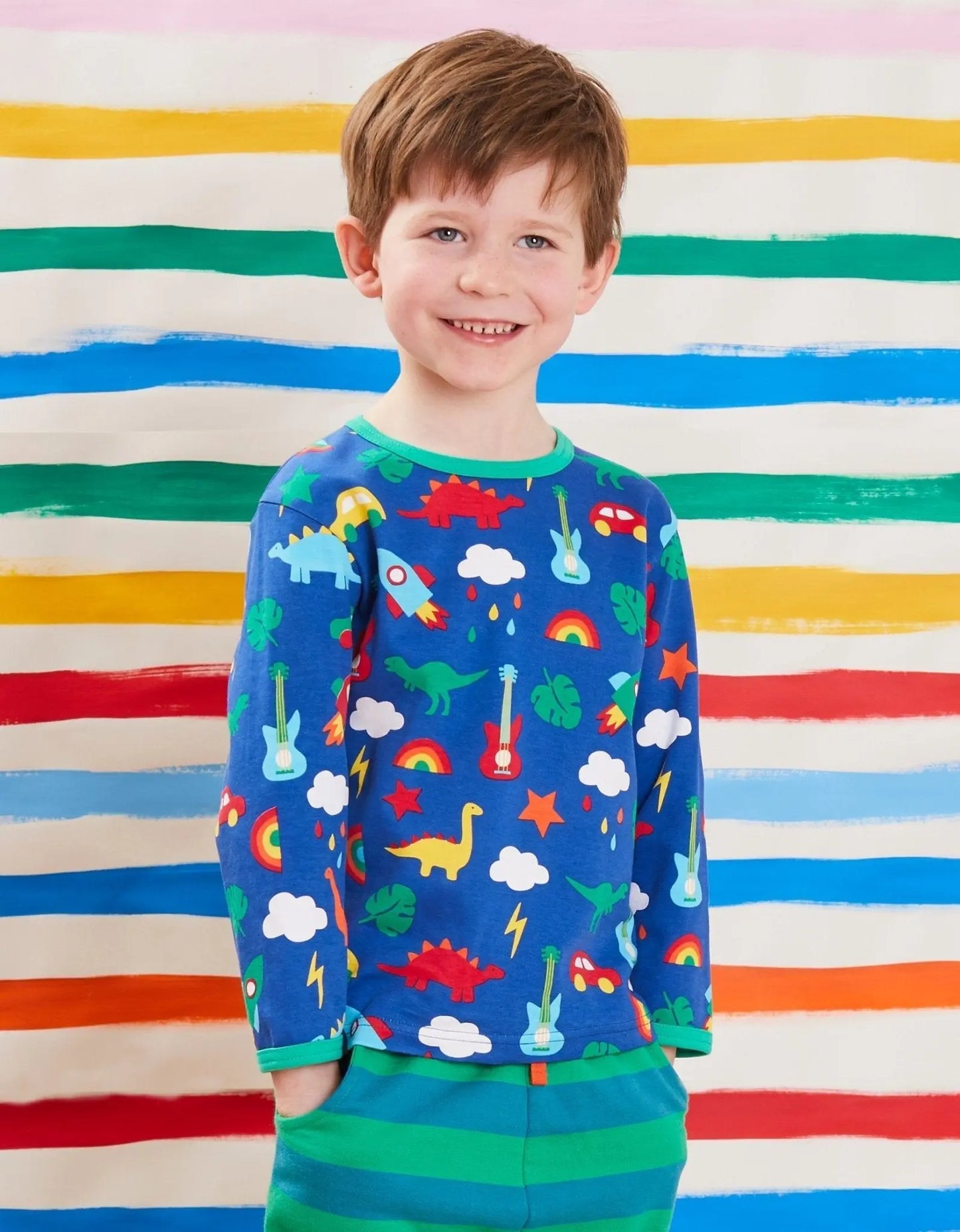 Organic Playtime Mix-Up Print Long-Sleeved T-Shirt Toby Tiger