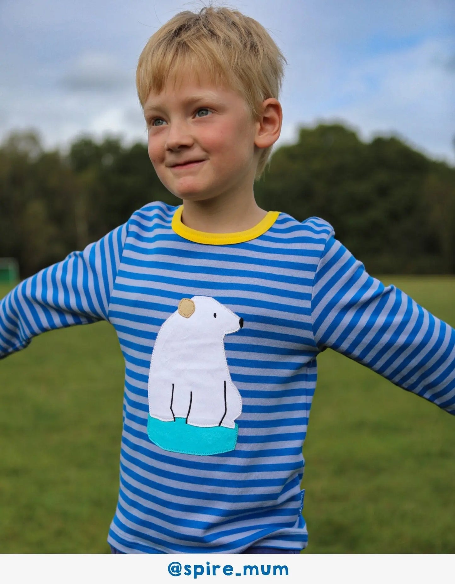 Organic Polar Bear Applique Long-Sleeved T-Shirt Toby Tiger