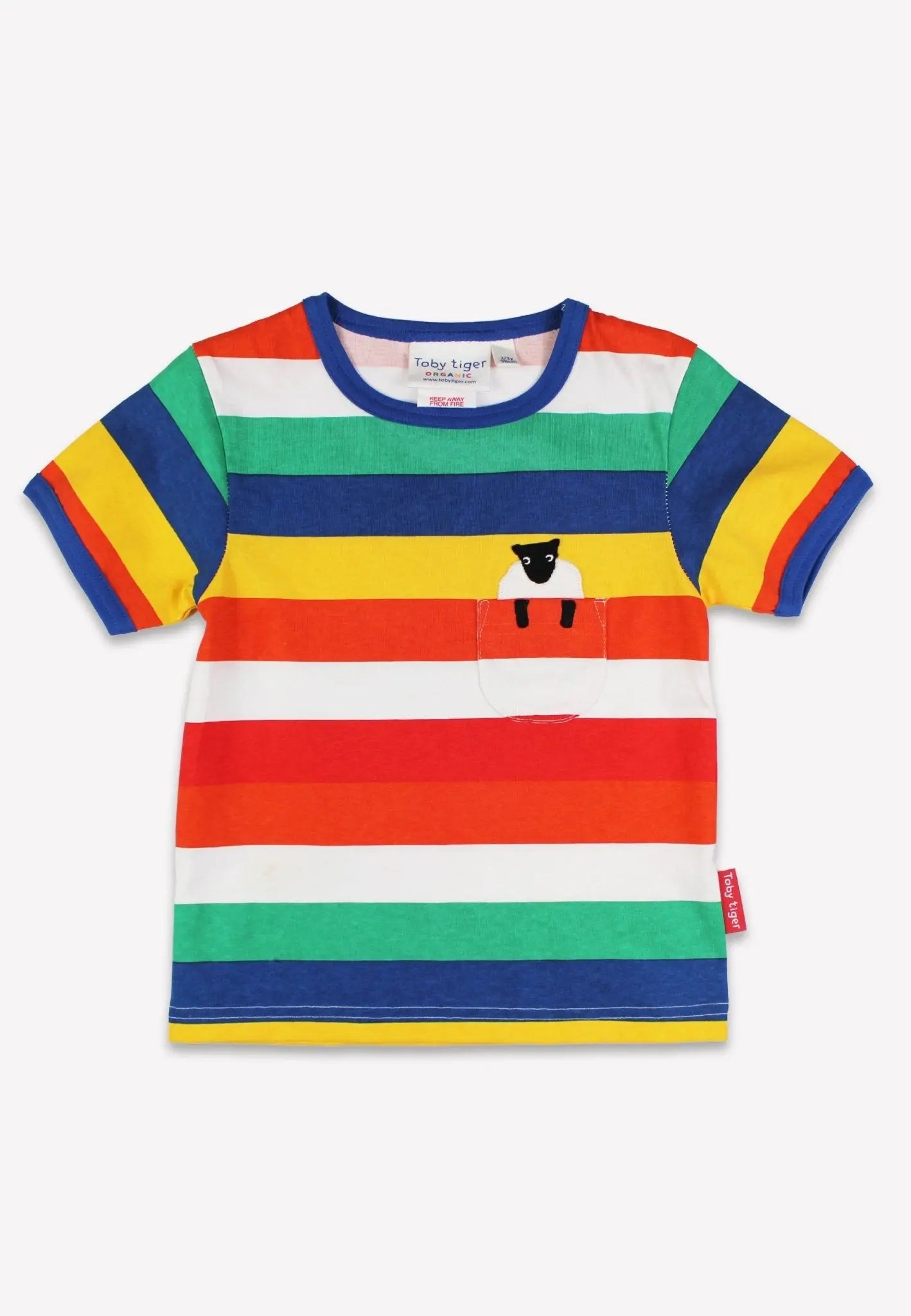 Organic Rainbow Sheep Pocket Applique Short-Sleeved T-Shirt Toby Tiger