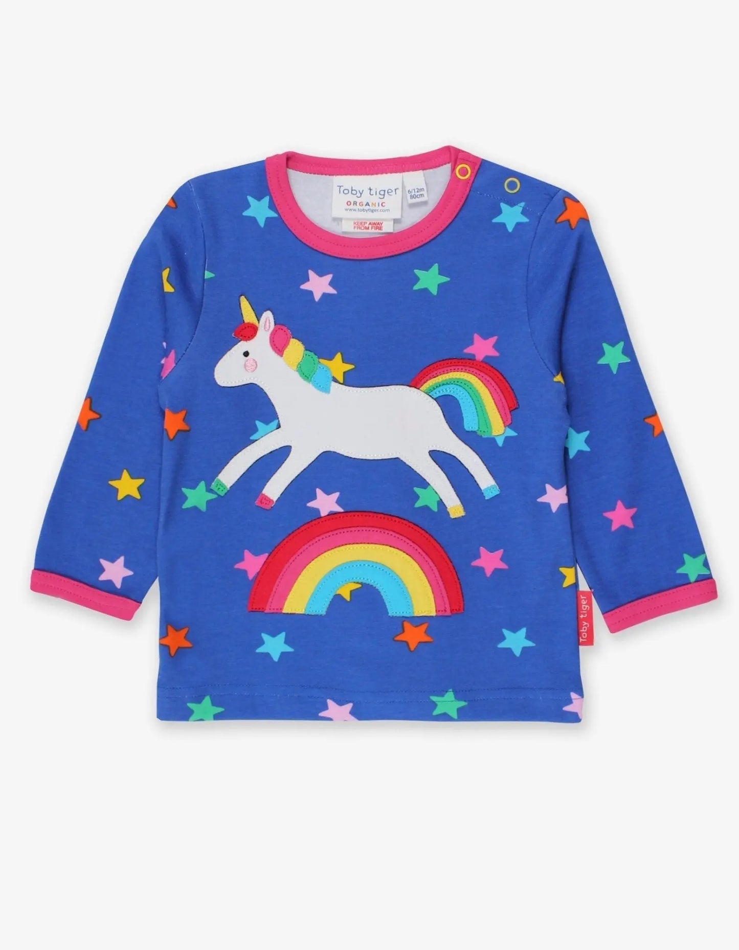 Organic Rainbow Unicorn Applique Long-Sleeved T-Shirt Toby Tiger