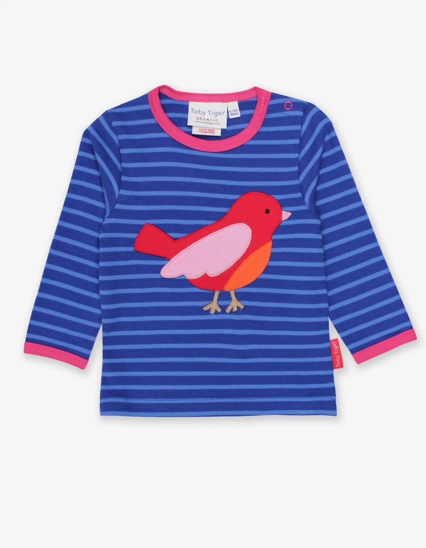 Organic Red Bird Applique Long-Sleeved T-Shirt Toby Tiger
