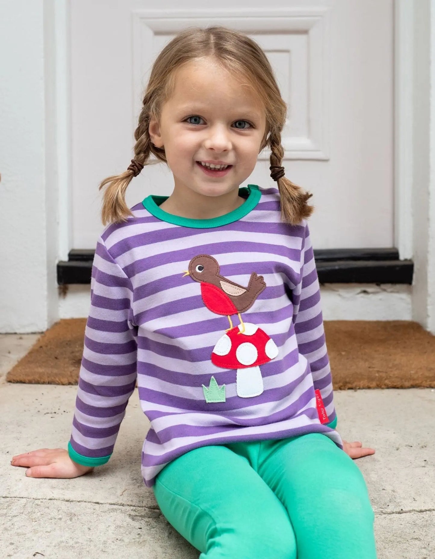 Organic Robin Applique Long-Sleeved T-Shirt Toby Tiger